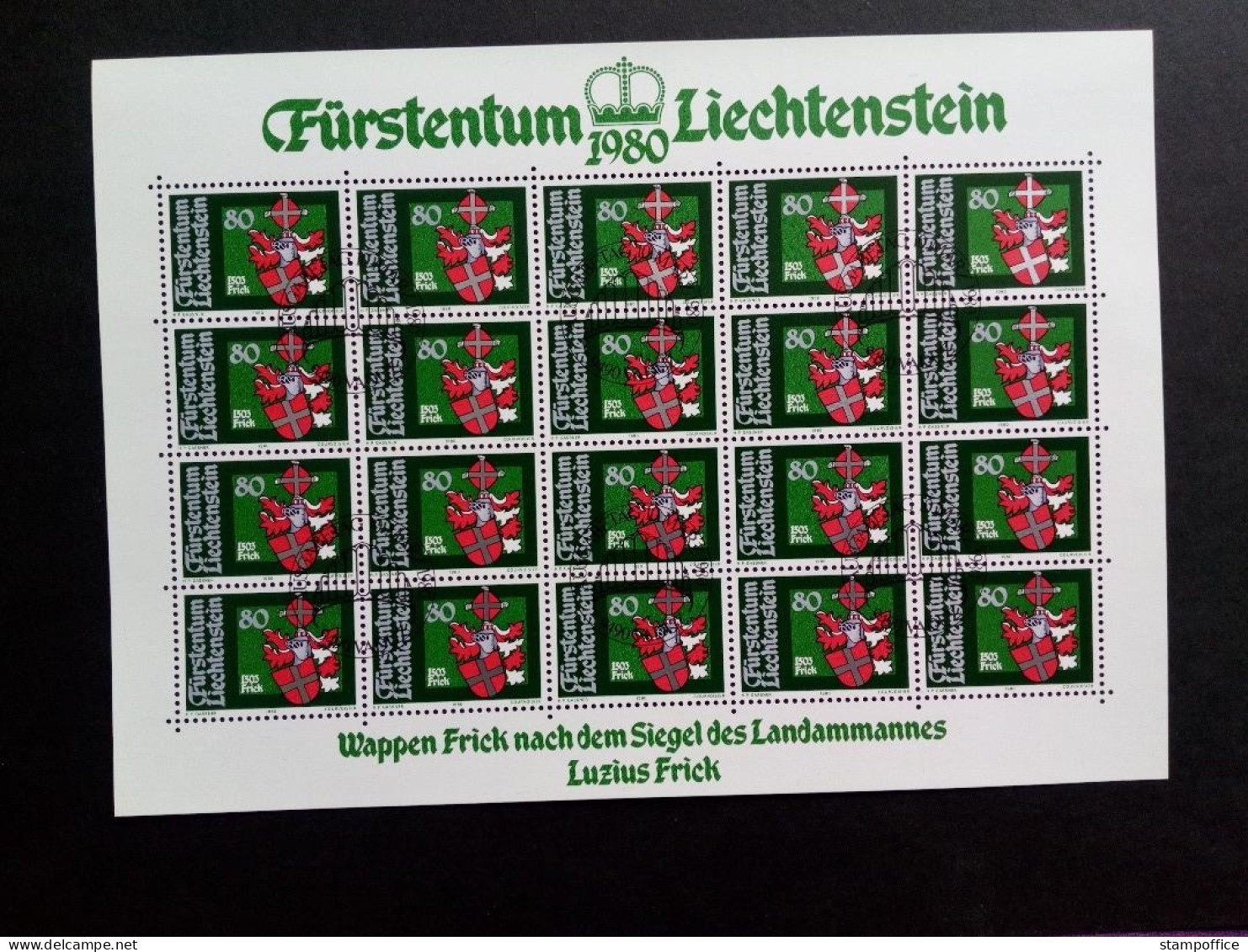 LIECHTENSTEIN MI-NR. 743-746 GESTEMPELT(USED) KLEINBOGENSATZ WAPPEN DER LANDAMMÄNNER (I) 1980 - Blocs & Feuillets