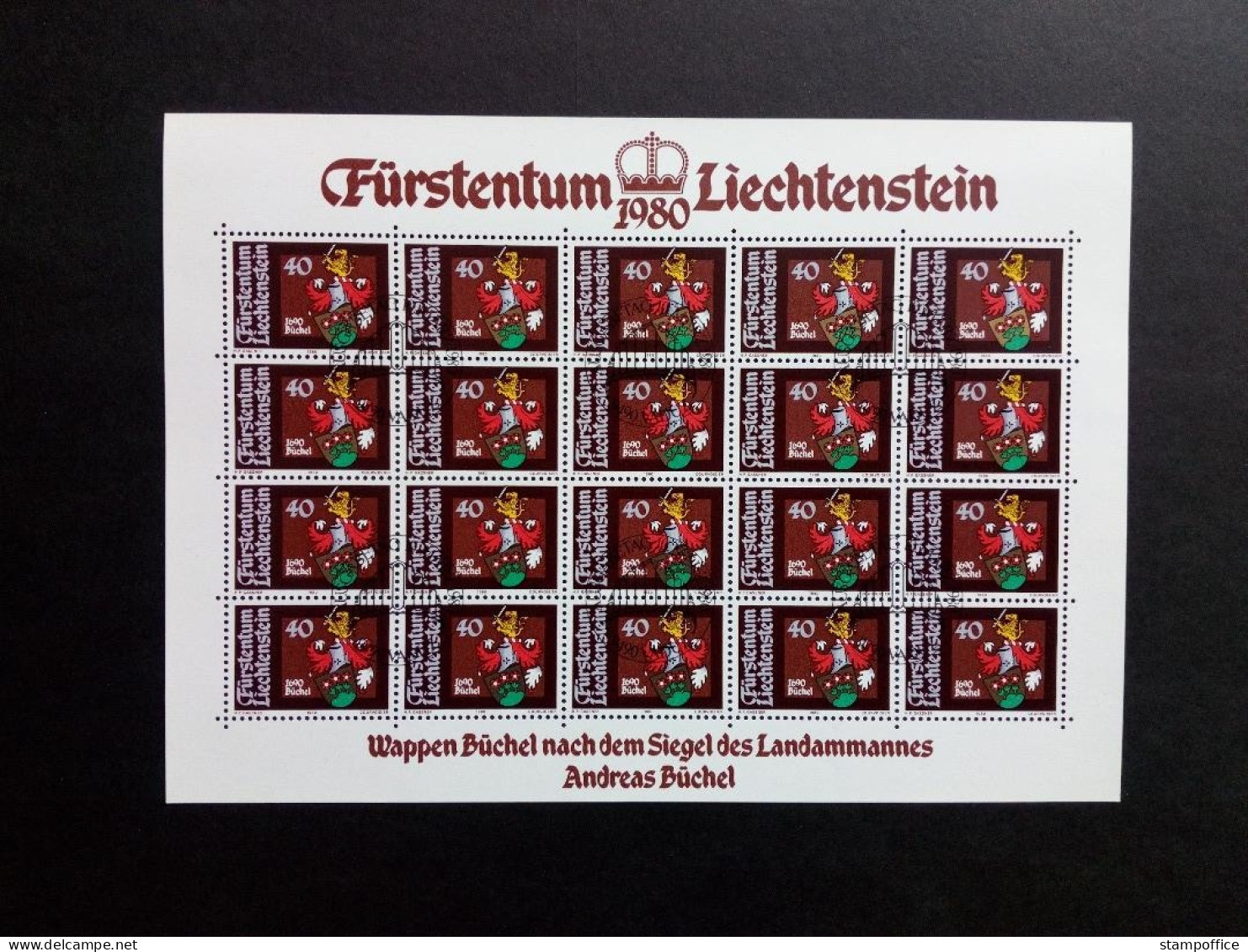 LIECHTENSTEIN MI-NR. 743-746 GESTEMPELT(USED) KLEINBOGENSATZ WAPPEN DER LANDAMMÄNNER (I) 1980 - Blocs & Feuillets