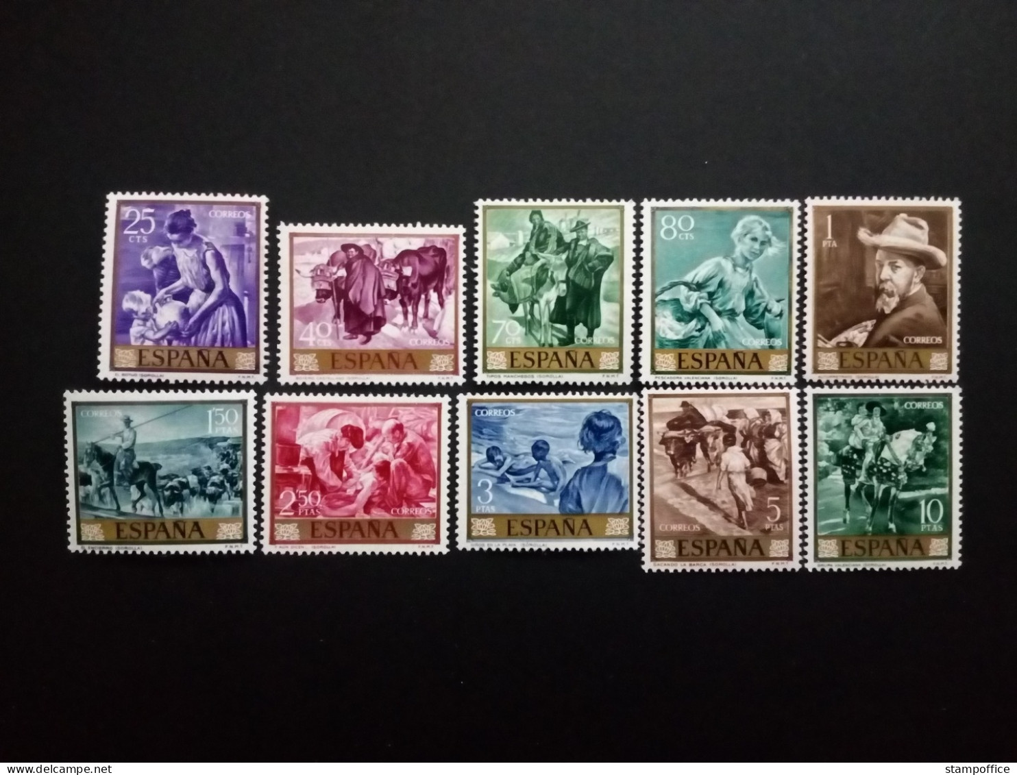 SPANIEN MI-NR. 1445-1454 POSTFRISCH(MINT) GEMÄLDE (VIII) JOAQUIN SOROLLA TAG DER BRIEFMARKE 1964 - Unused Stamps