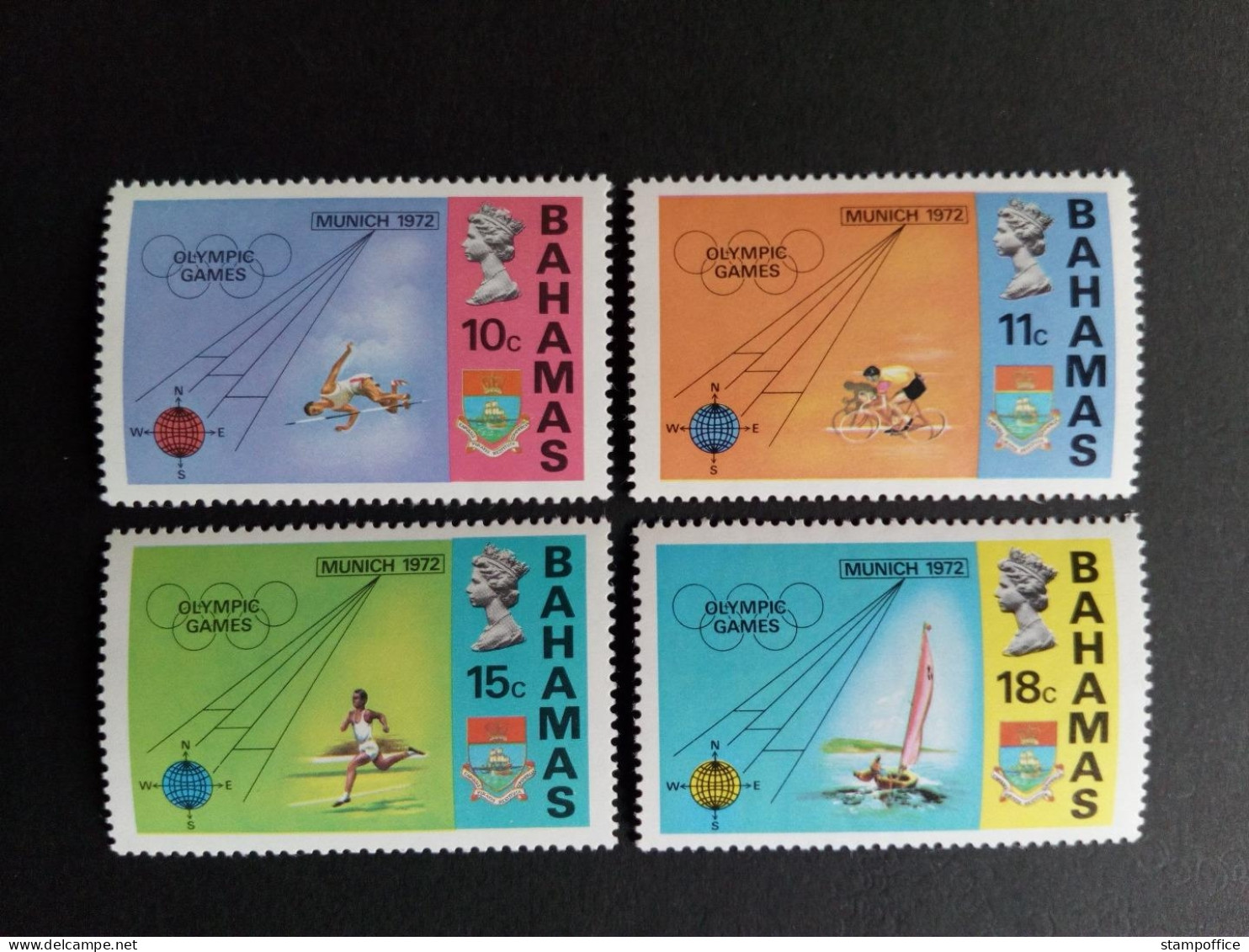 BAHAMAS MI-NR. 340-343 POSTFRISCH(MINT) SOMMEROLYMPIADE MÜNCHEN 1972 RADFAHREN SEGELN HOCHSPRUNG - Ete 1972: Munich