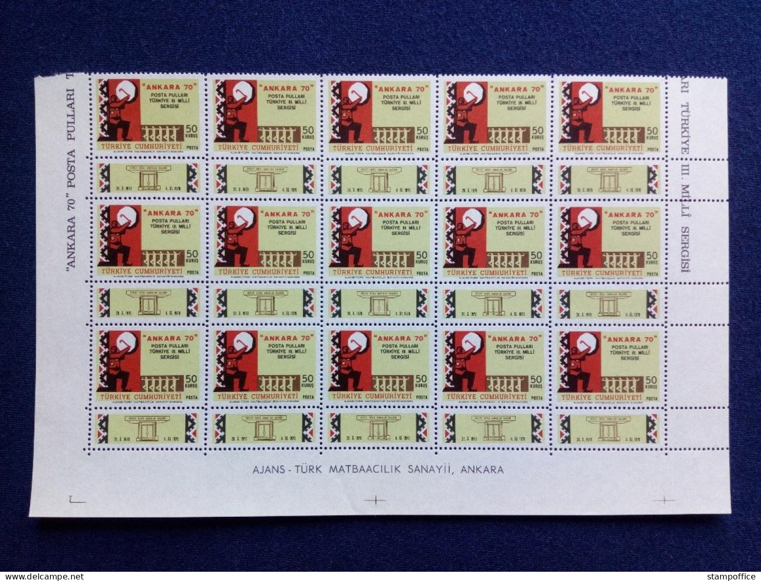 TÜRKEI MI-NR. 2183 Mit Zierfeld POSTFRISCH(MINT) 20er EINHEIT NATIONALE BRIEFMARKENAUSSTELLUNG ANKARA`70 - Unused Stamps