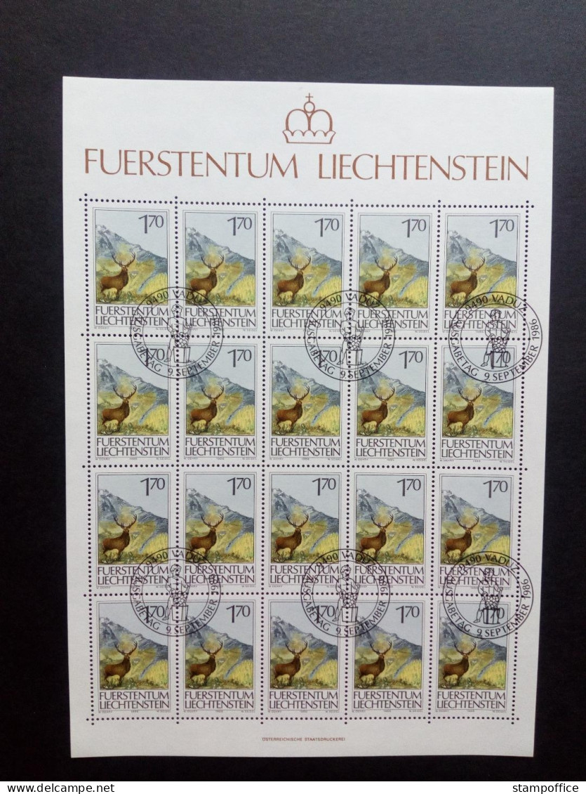 LIECHTENSTEIN MI-NR. 907-909 GESTEMPELT(USED) KLEINBOGENSATZ JAGDWESEN(I) 1986 REH GEMSE HIRSCH - Blocs & Feuillets