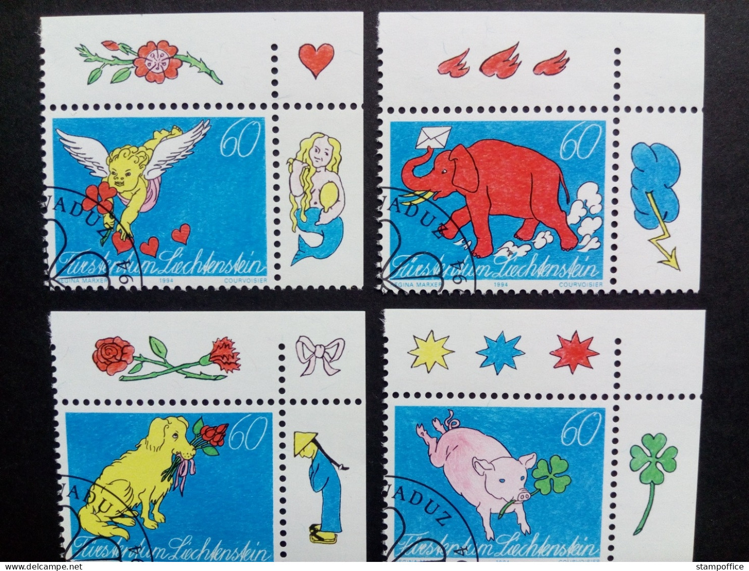 LIECHTENSTEIN MI-NR. 1085-1088 GESTEMPELT(USED) GRUSSMARKEN 1994 ELEFANT SCHWEIN HUND - Gebraucht