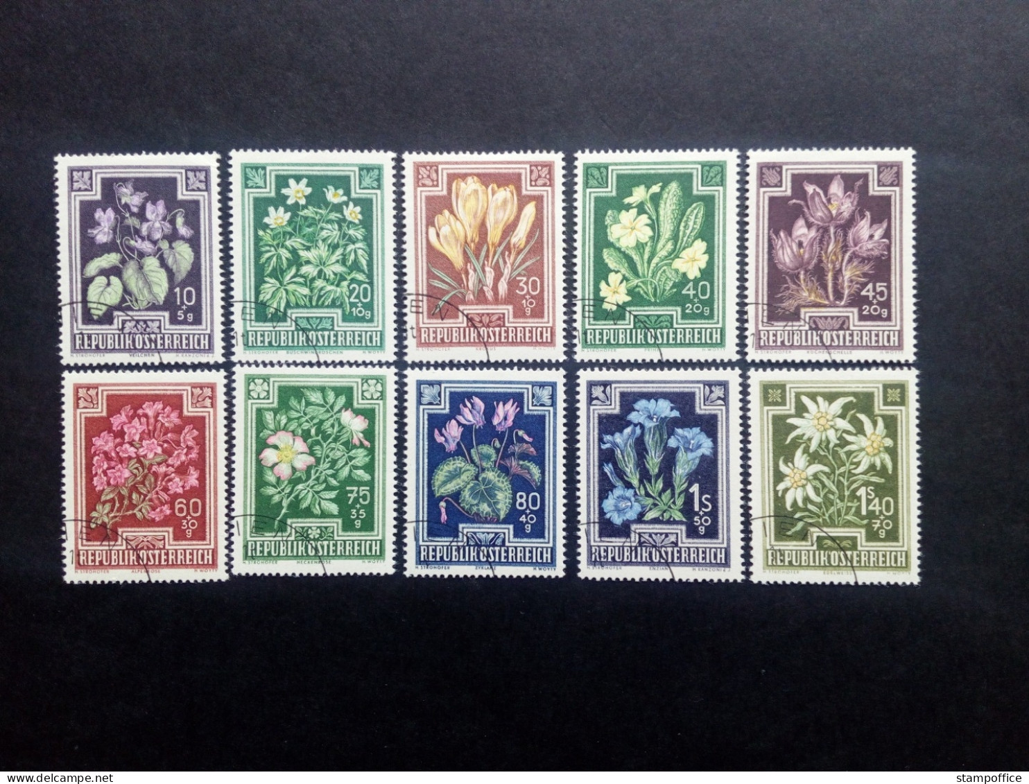 ÖSTERREICH MI-NR. 868-877 GESTEMPELT(USED) ANTI TUBERKULOSE 1948 ROSE EDELWEISS VEILCHEN KROKUS - Rosas