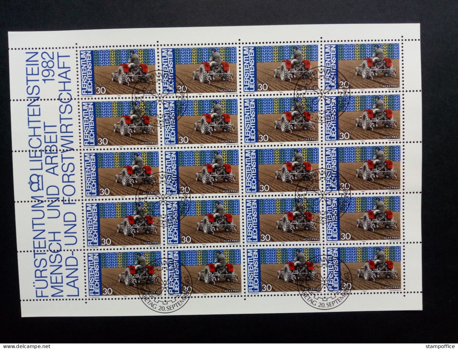 LIECHTENSTEIN MI-NR. 802-805 GESTEMPELT(USED) KLEINBOGENSATZ MENSCH UND ARBEIT LANDWIRTSCHAFT 1982 - Blocs & Feuillets