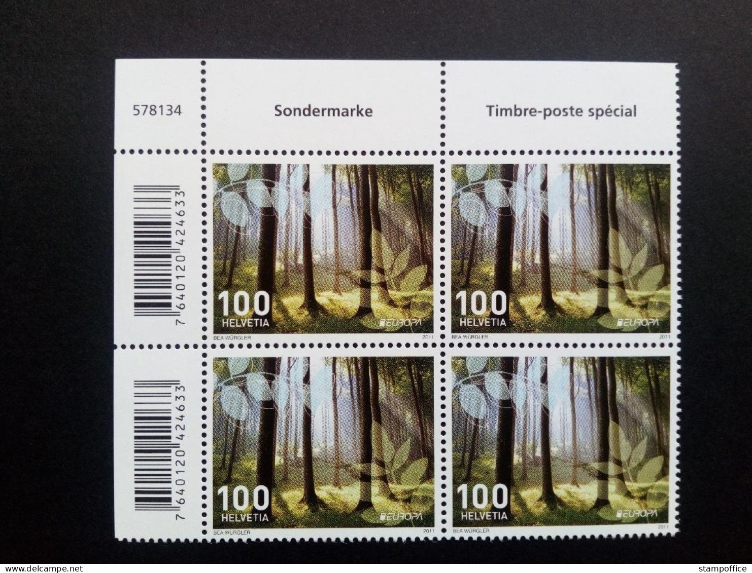 SCHWEIZ MI-NR. 2198 POSTFRISCH(MINT) 4er BLOCK EUROPA 2011 DER WALD - 2011