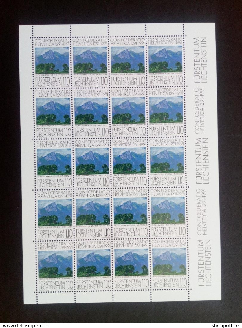 LIECHTENSTEIN MI-NR. 1016-1019 POSTFRISCH KLEINBOGENSATZ GEMÄLDE SCHWEIZERISCHER KÜNSTLER 1991 - BERGE - Blocs & Feuillets