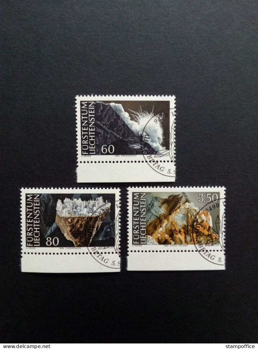 LIECHTENSTEIN MI-NR. 1093-1095 GESTEMPELT(USED) MINERALIEN(II) 1994 EISEN-DOLOMIT - Gebraucht