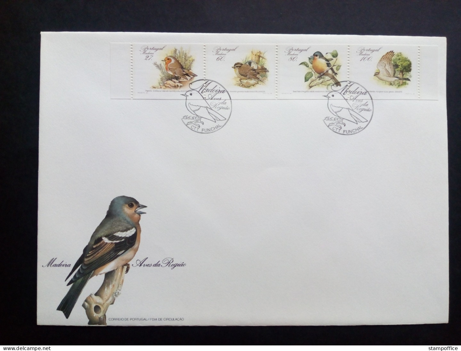 MADEIRA MI-NR. 119-122 C FDC ENDEMISCHE VÖGEL (II) ROTKEHLCHEN BUCHFINK SPERBER - Madeira