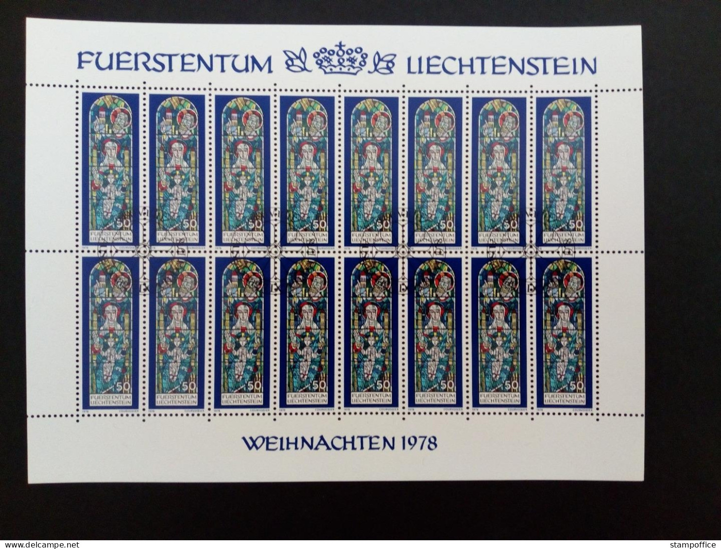 LIECHTENSTEIN MI-NR. 720-722 GESTEMPELT(USED) KLEINBOGENSATZ WEIHNACHTEN 1978 FENSTERBILDER - Blocs & Feuillets