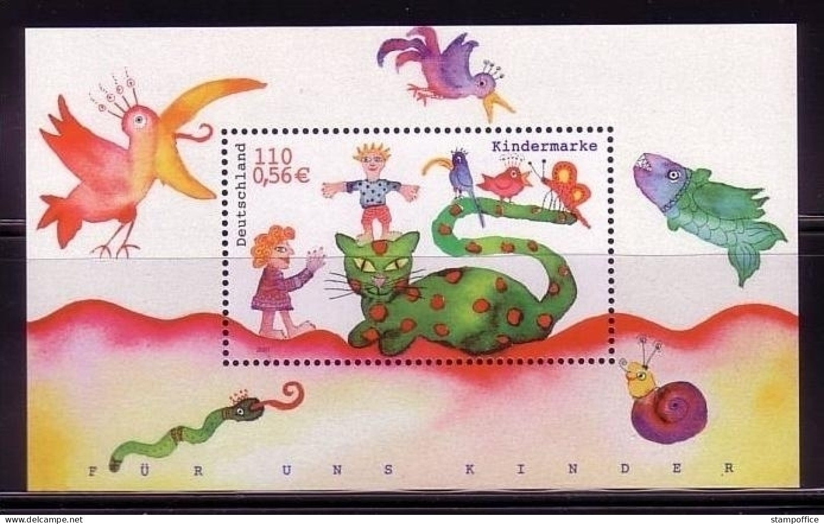 DEUTSCHLAND BLOCK 55 POSTFRISCH(MINT) FÜR UNS KINDER 2001 KATZE VOGEL FISCH - Chats Domestiques