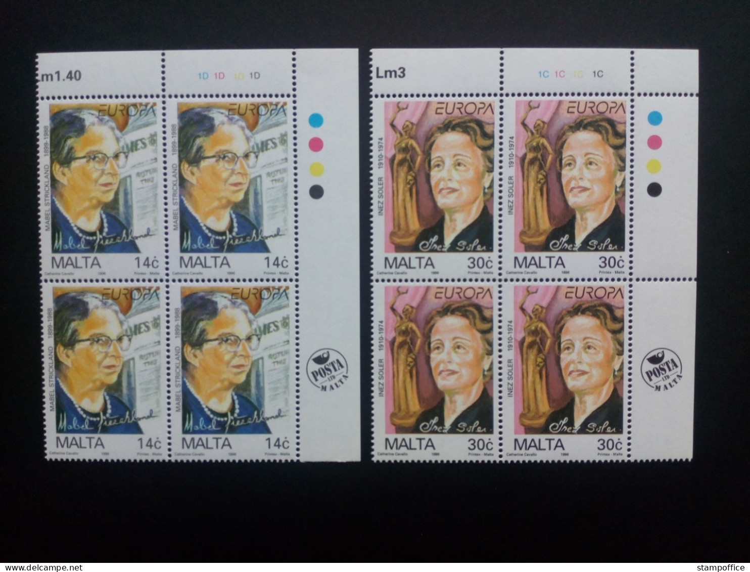 MALTA MI-NR. 983-984 POSTFRISCH 4er BLOCK EUROPA 1996 BERÜHMTE FRAUEN - 1996