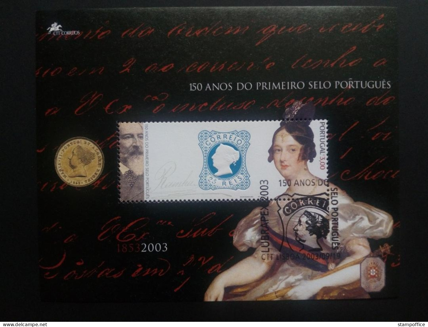 PORTUGAL BLOCK 191 GESTEMPELT(USED) 150 JAHRE PORTUGIESISCHE BRIEFMARKE 2000 - Blocs-feuillets