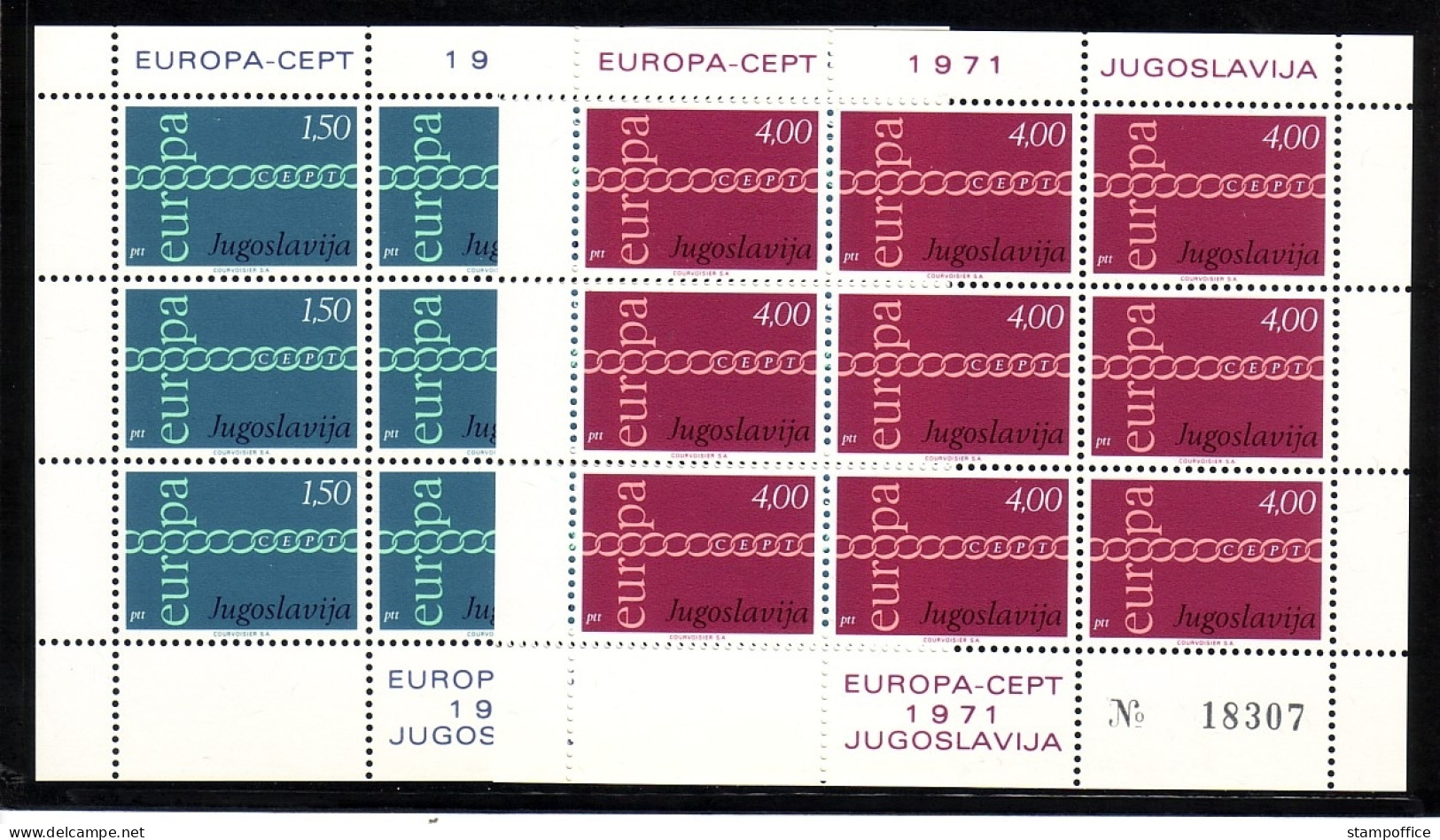 JUGOSLAWIEN MI-NR. 1416-1417 POSTFRISCH(MINT) KLEINBOGENSATZ EUROPA 1971 KETTEN - 1971