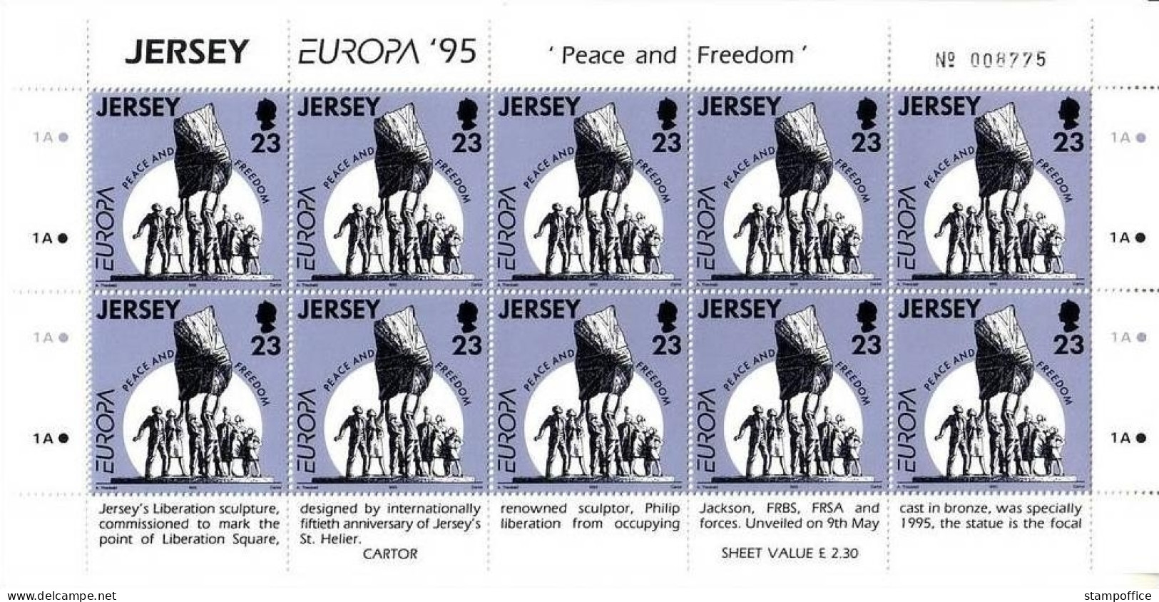 JERSEY MI-NR. 693-694 POSTFRISCH(MINT) KLEINBOGENSATZ EUROPA 1995 FRIEDEN Und FREIHEIT - 1995