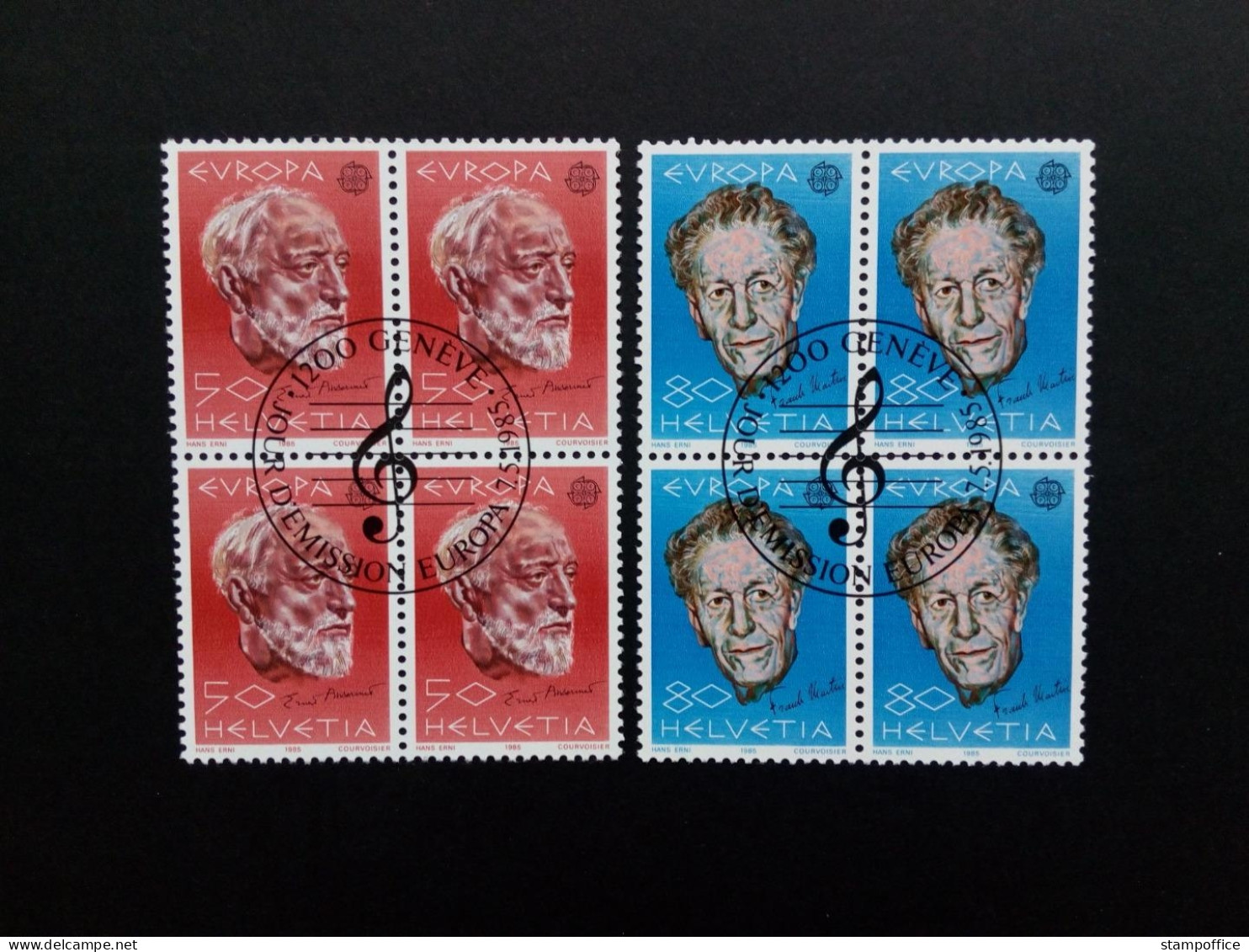 SCHWEIZ MI-NR. 1294-1295 GESTEMPELT(USED) 4er BLOCK EUROPA 1985 JAHR DER MUSIK - Used Stamps