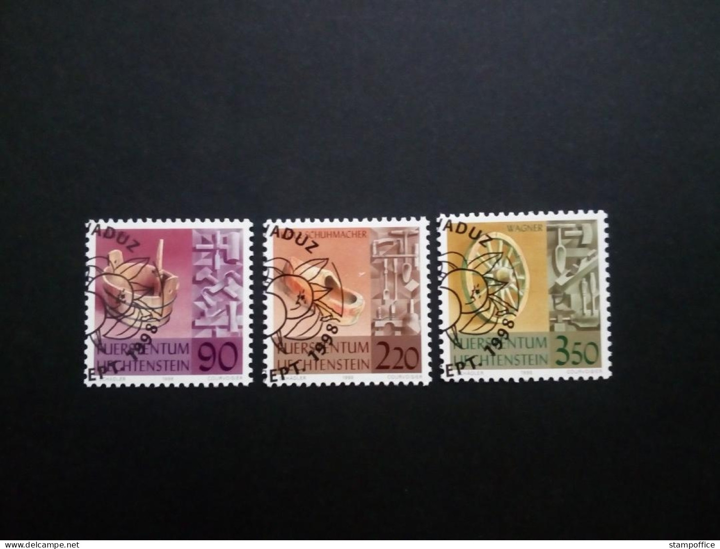 LIECHTENSTEIN MI-NR. 1180-1182 GESTEMPELT ALTES HANDWERK 1998 KÜFER WAGNER - Used Stamps