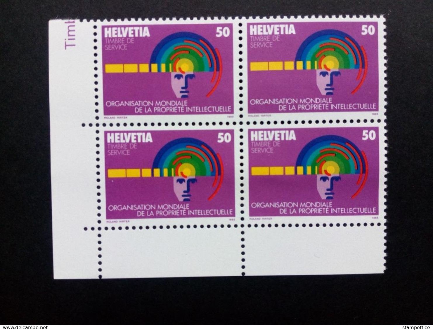 SCHWEIZ OMPI MI-NR. 5 POSTFRISCH(MINT) 4er BLOCK GEISTIGES EIGENTUM 1985 - Nuovi