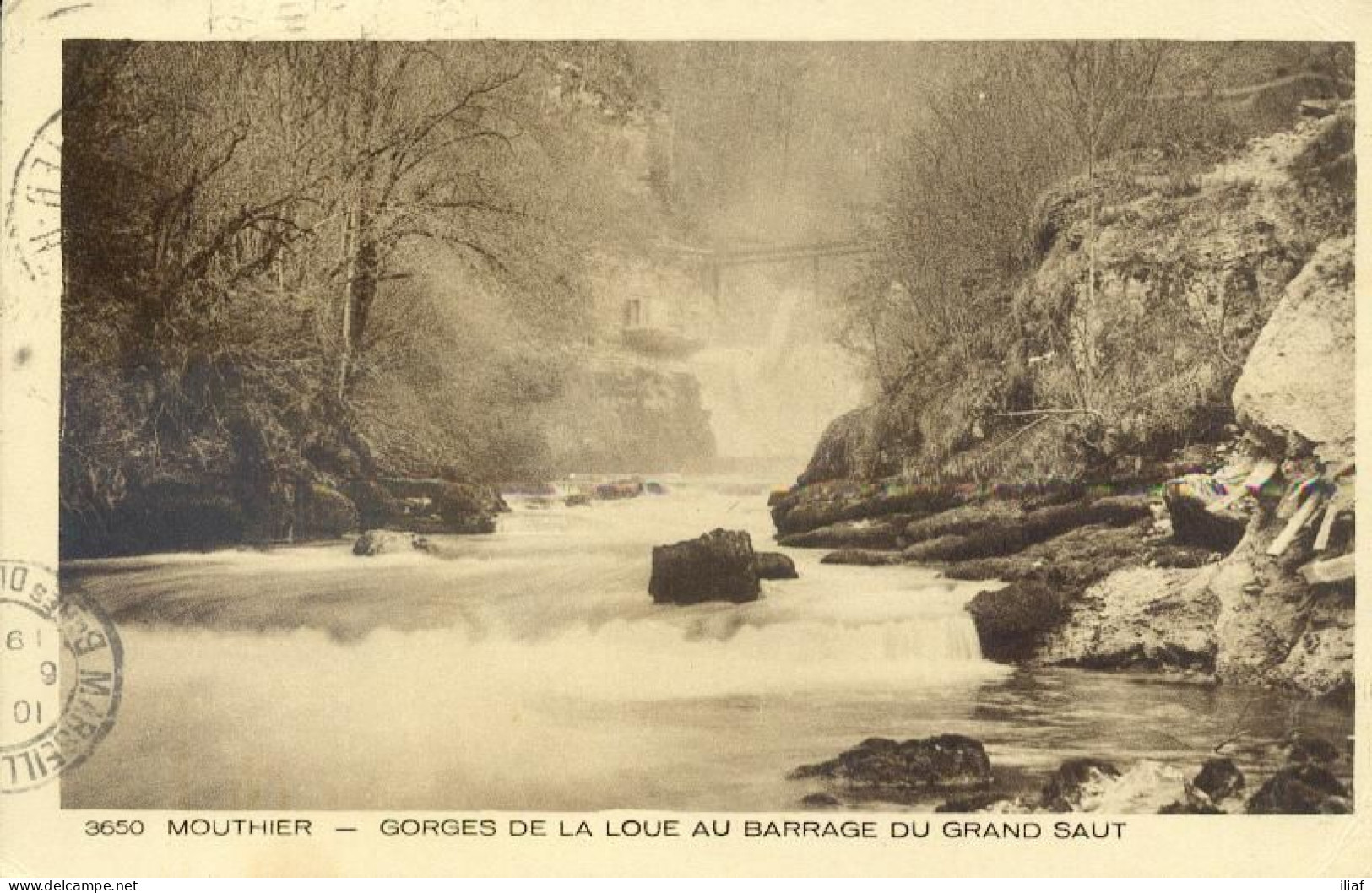 France. MOUTHIER. Cordes De La Loue Au Barrage Du Grand Saut. Illustrated Vintage View Posted Postcard (1009) - Mouthe