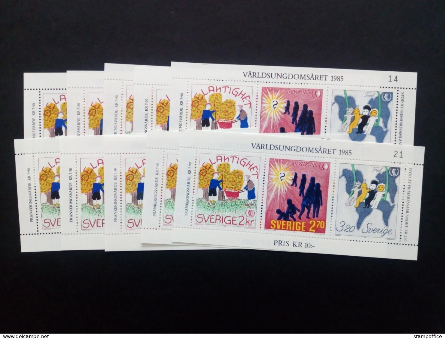 SCHWEDEN 10 X BLOCK 13 POSTFRISCH(MINT) INTERNATIONALES JAHR DER JUGEND 1985 ZEICHNUNGEN - Blocs-feuillets