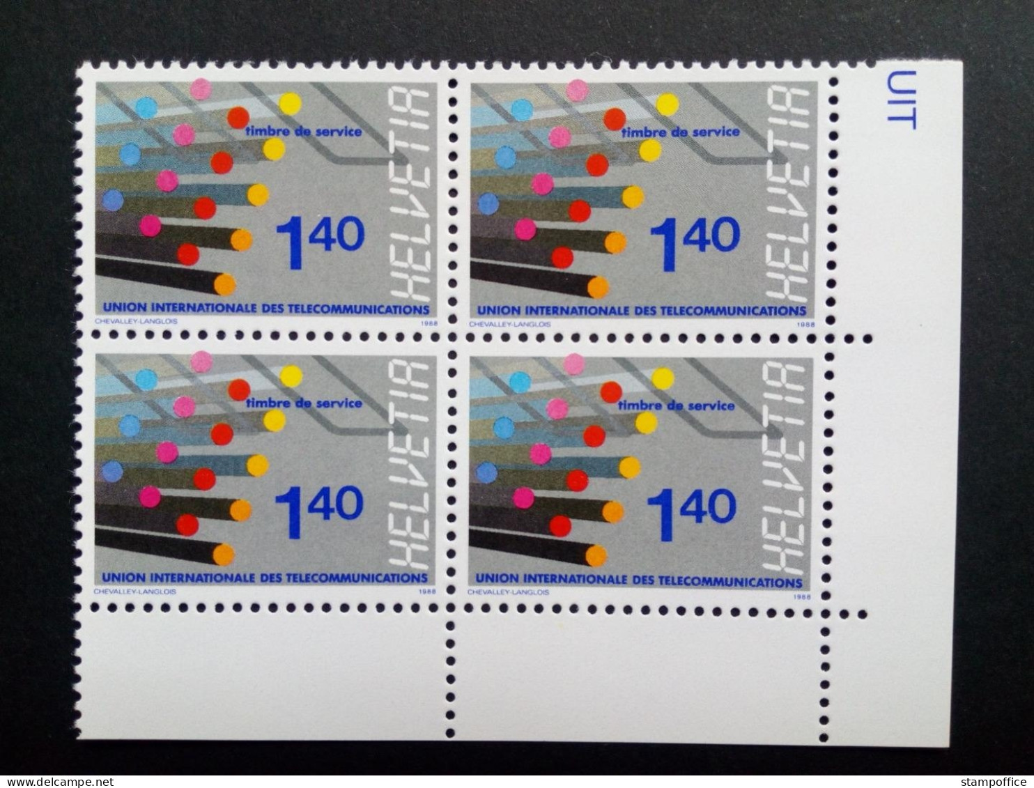 SCHWEIZ UIT MI-NR. 14 POSTFRISCH(MINT) 4er BLOCK GLASFASERKABEL 1988 - Neufs