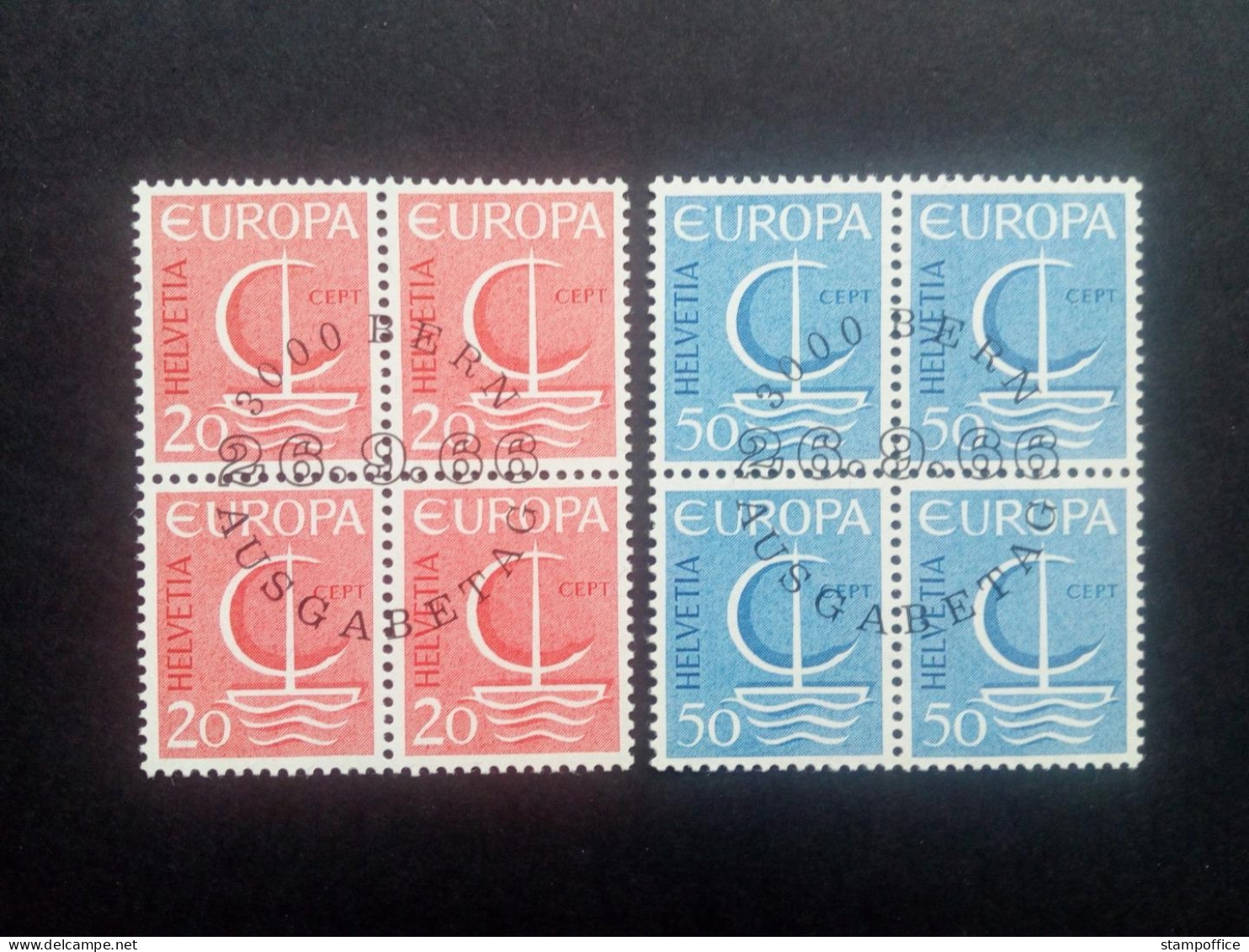 SCHWEIZ MI-NR. 843-844 GESTEMPELT(USED) 4er BLOCK EUROPA 1966 SEGEL - 1966