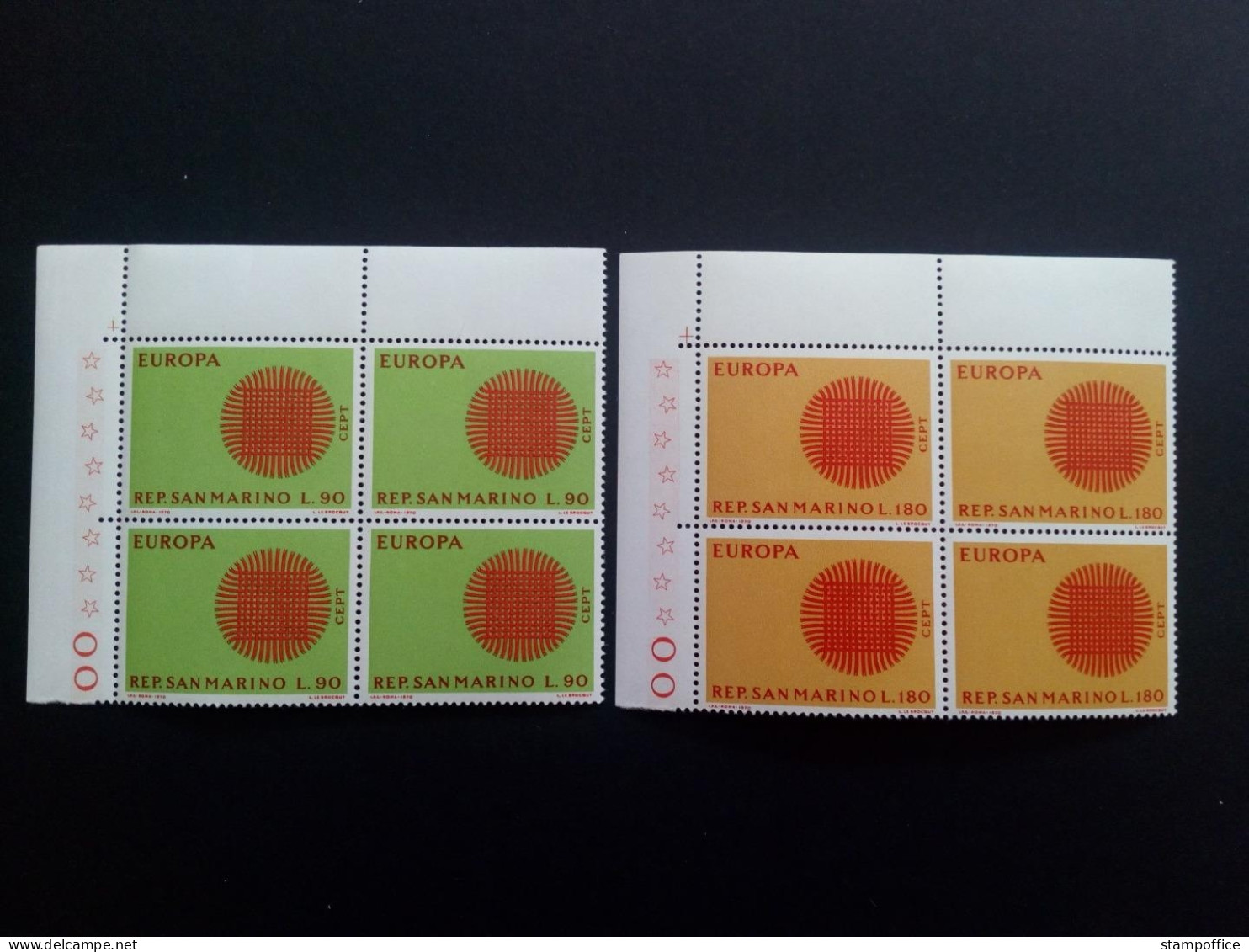 SAN MARINO MI-NR. 955-956 POSTFRISCH(MINT) 4er BLOCK EUROPA 1970 SONNENSYMBOL - 1970