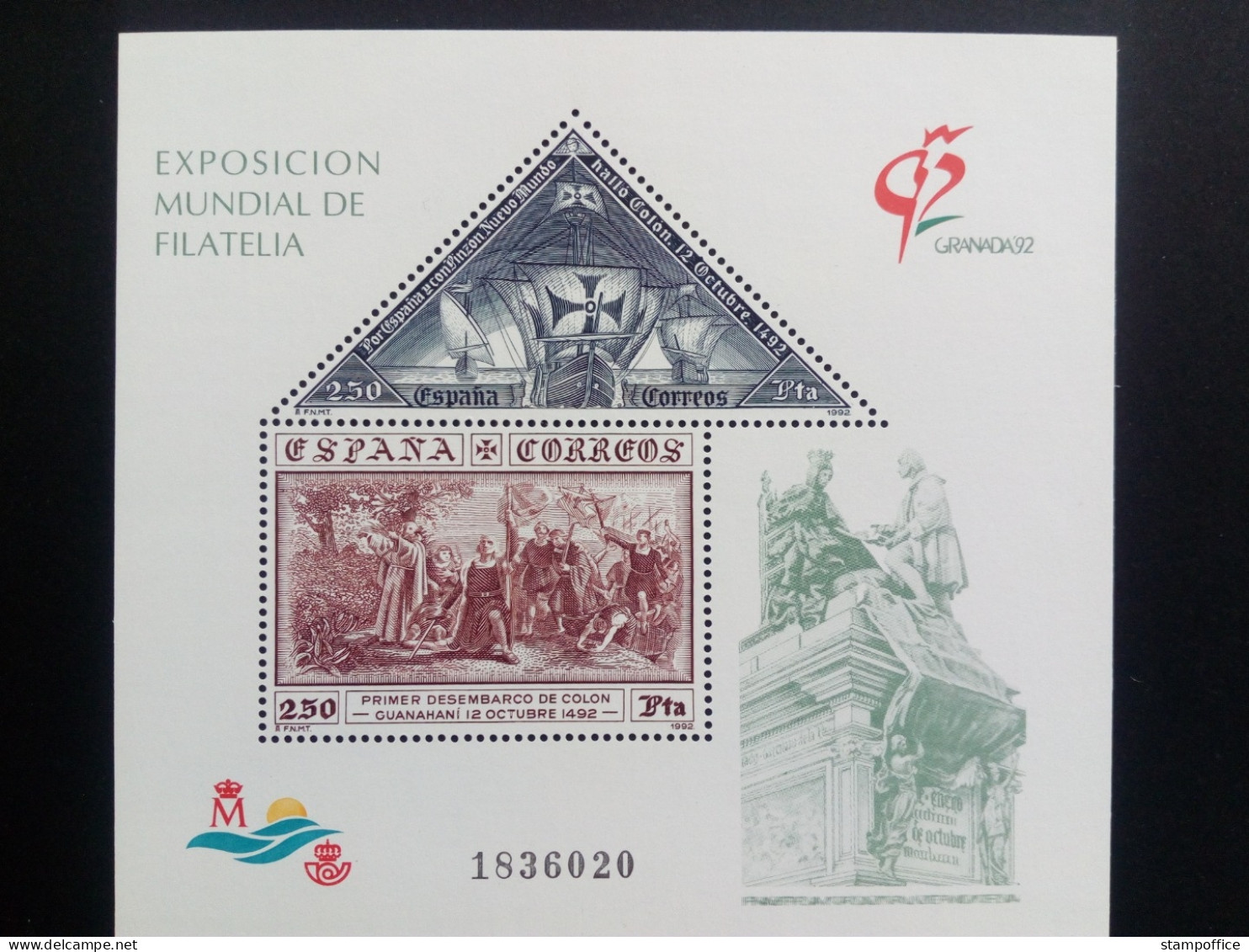 SPANIEN BLOCK 44 POSTFRISCH GRANADA `92 (II) 500 JAHRE GRANADA SCHIFF - Blocks & Sheetlets & Panes