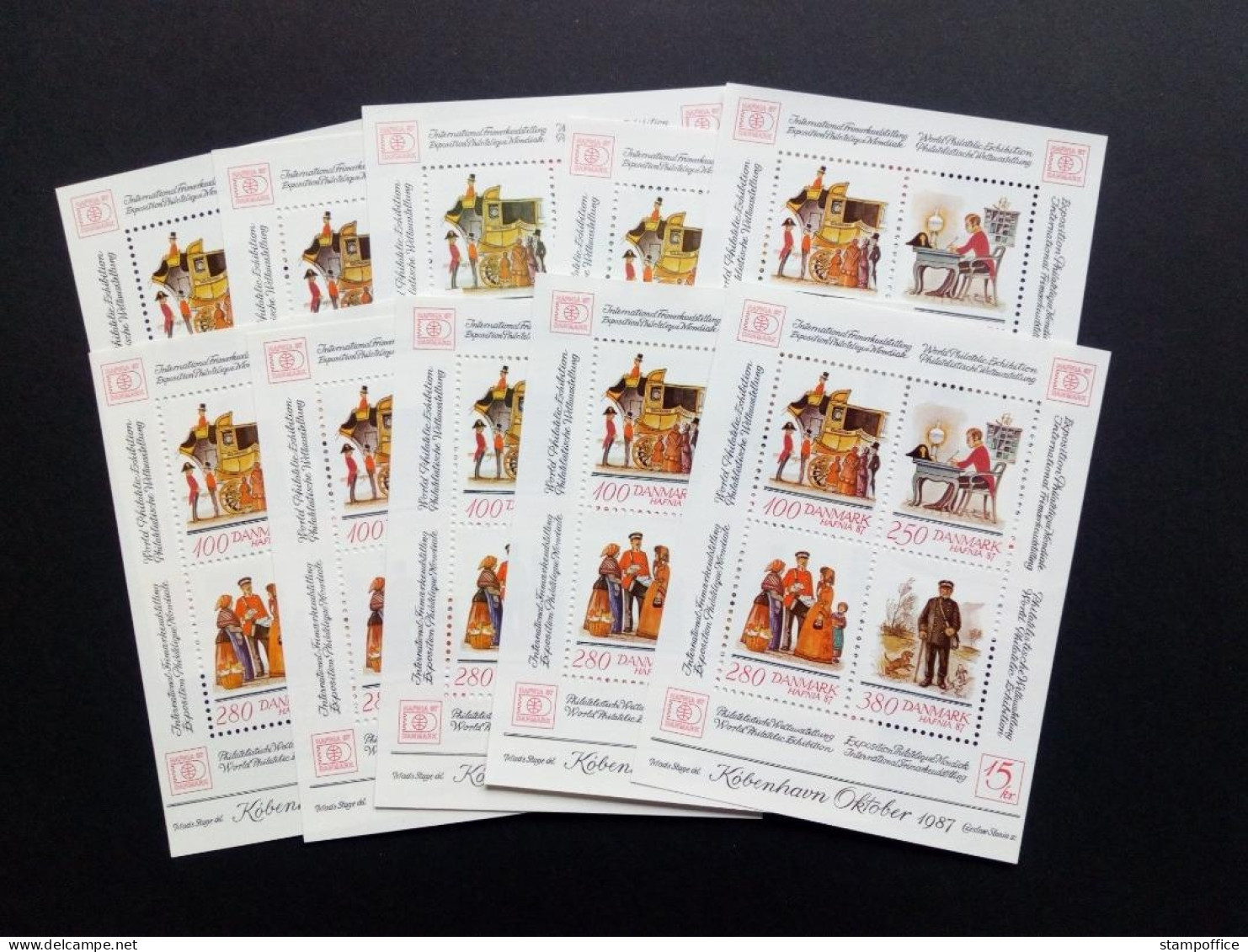 DÄNEMARK 10 X BLOCK 6 POSTFRISCH(MINT) HAFNIA`87 POSTKUTSCHE BRIEFTRAEGER - Blocks & Sheetlets