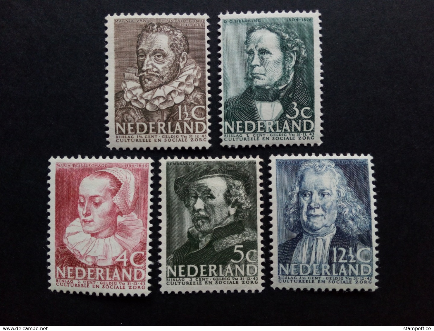 NIEDERLANDE MI-NR. 313-317 * MIT FALZ SOMMERMARKEN 1938 REMBRANDT - Ongebruikt