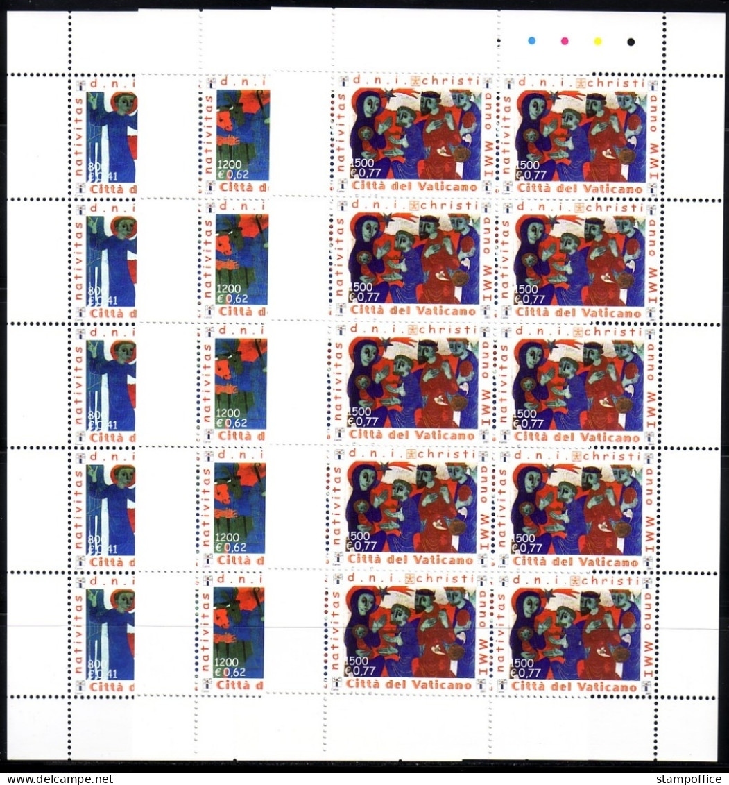 VATIKAN MI-NR. 1390-1392 A POSTFRISCH(MINT) KLEINBOGENSATZ WEIHNACHTEN 2001 - Blokken & Velletjes