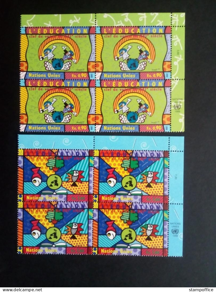 UNO GENF Mi-Nr. 382-383 POSTFRISCH(MINT) 4er BLOCK EDUCATION ROMERO BRITTO 1999 - Unused Stamps