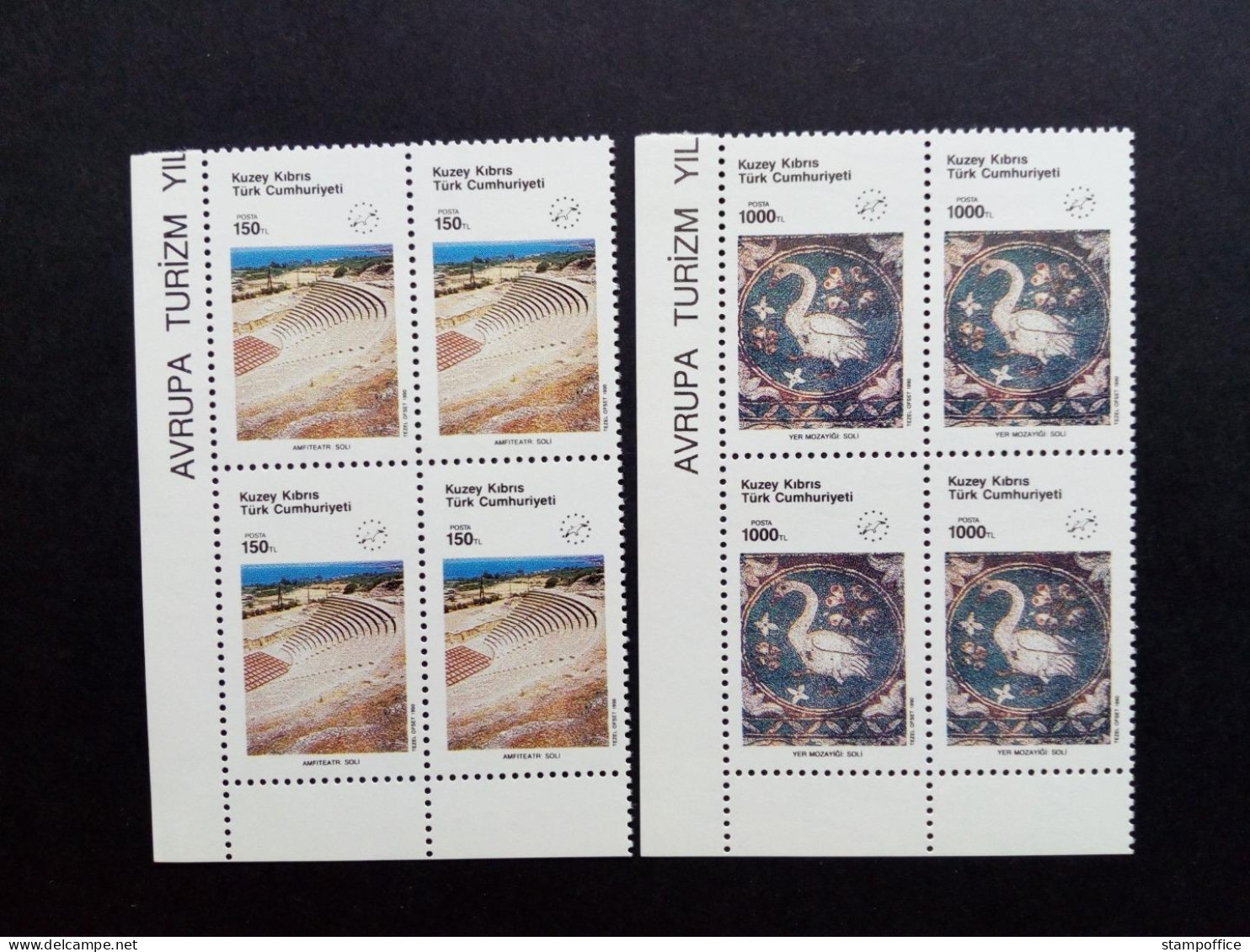 TÜRKISCH ZYPERN MI-NR. 283-284 POSTFRISCH(MINT) 4er BLOCK MITLÄUFER 1990 EUROPÄISCHES JAHR DES TOURISMUS - Unused Stamps