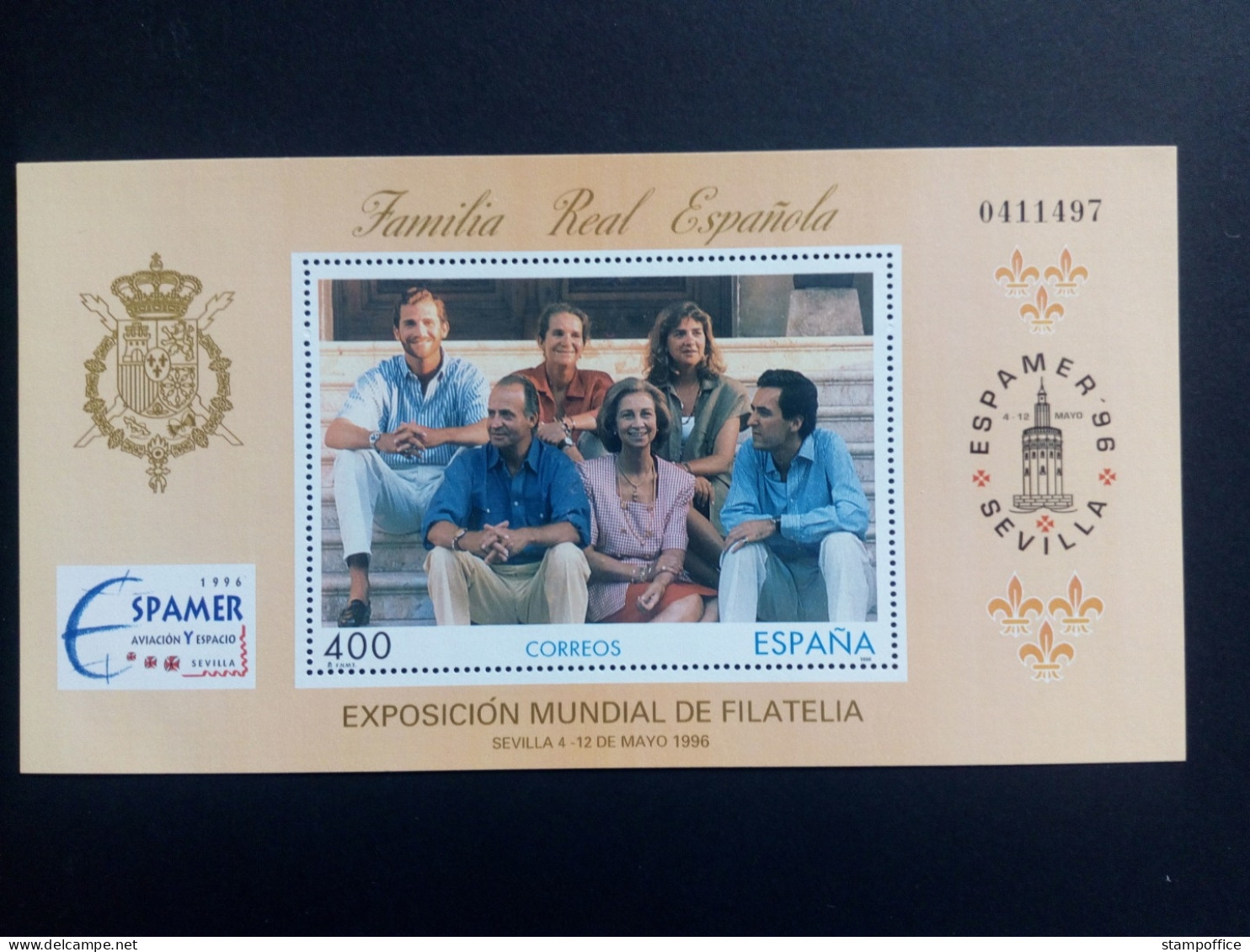 SPANIEN BLOCK 64-65 POSTFRISCH ESPAMER `96 SEVILLA KÖNIGSFAMILIE - Blocs & Feuillets