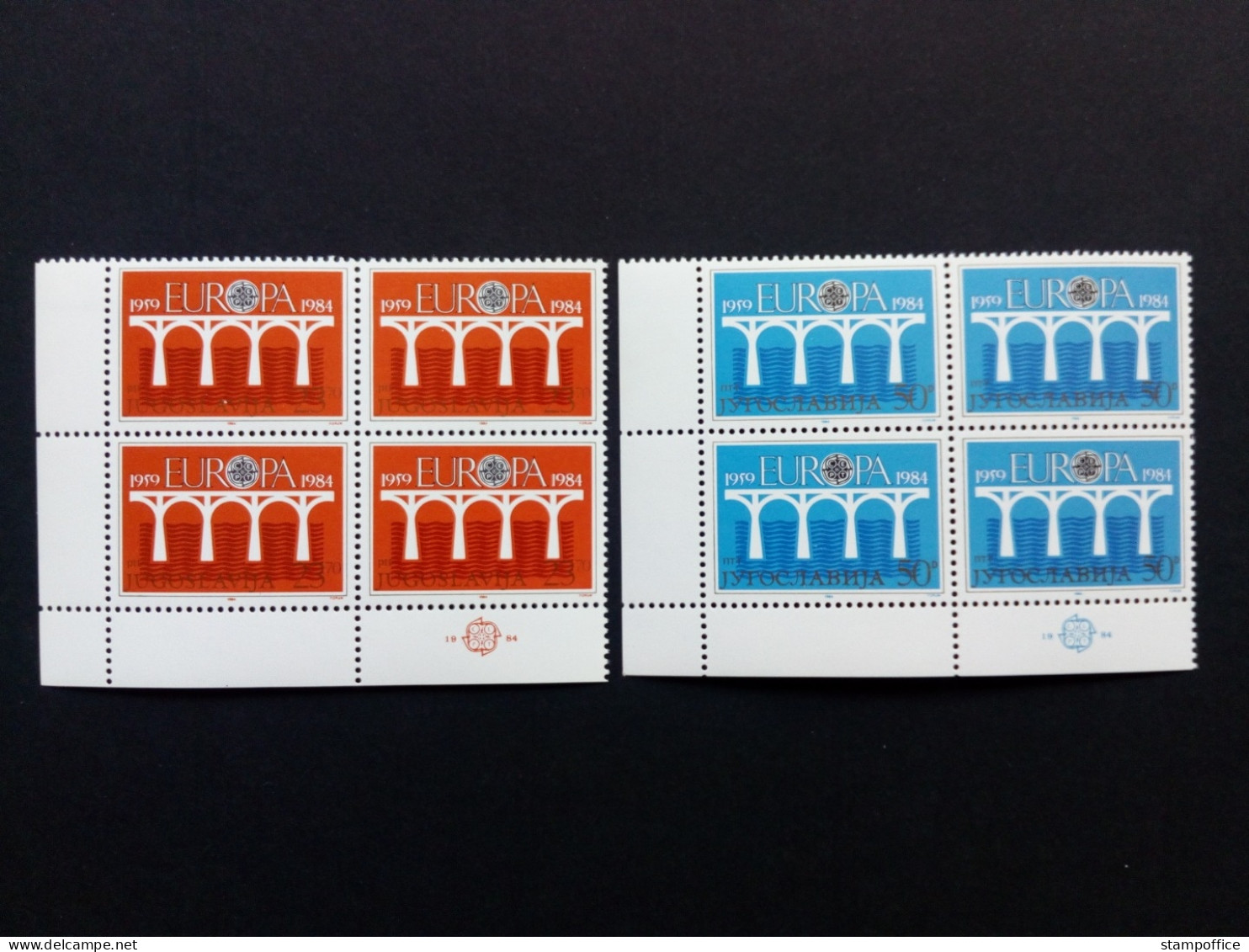 JUGOSLAWIEN MI-NR. 2046-2047 POSTFRISCH 4er BLOCK EUROPA 1984 BRÜCKE - 1984