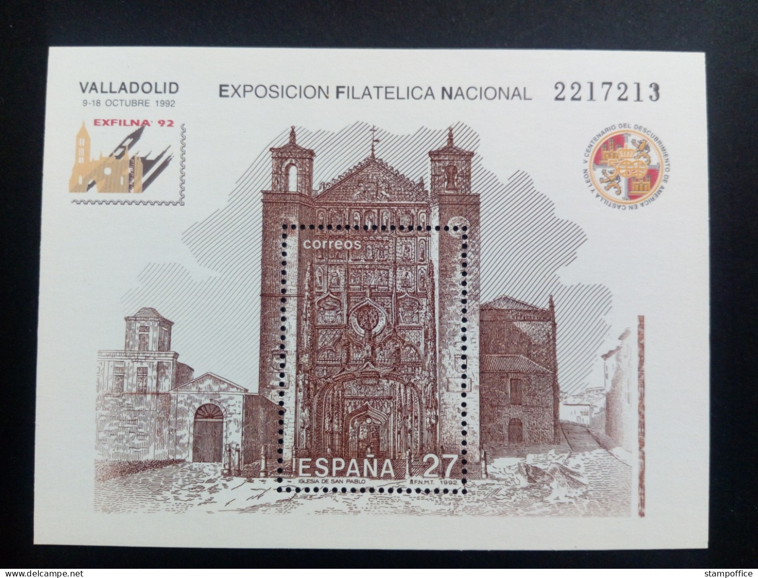 SPANIEN BLOCK 51 POSTFRISCH EXFILNA '92 VALLADOLID KIRCHE SAN PABLO - Blocchi & Foglietti