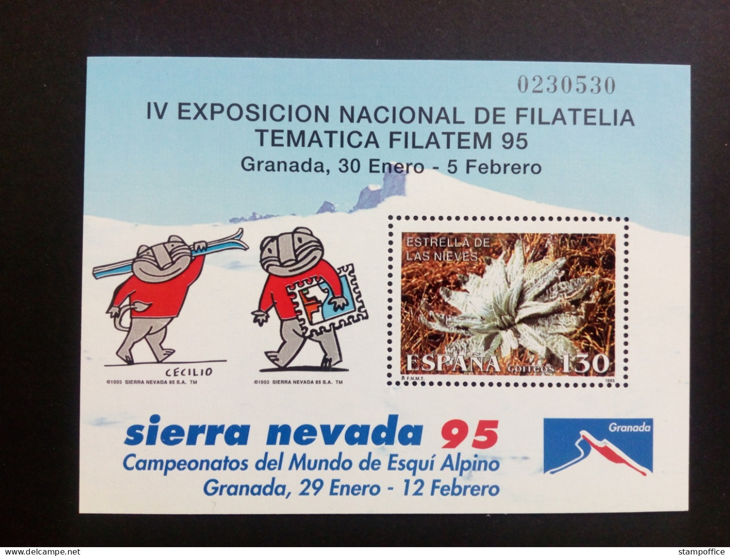 SPANIEN BLOCK 56 POSTFRISCH FILATEM '95 GRANADA SCHNEESTERN - Blocks & Sheetlets & Panes