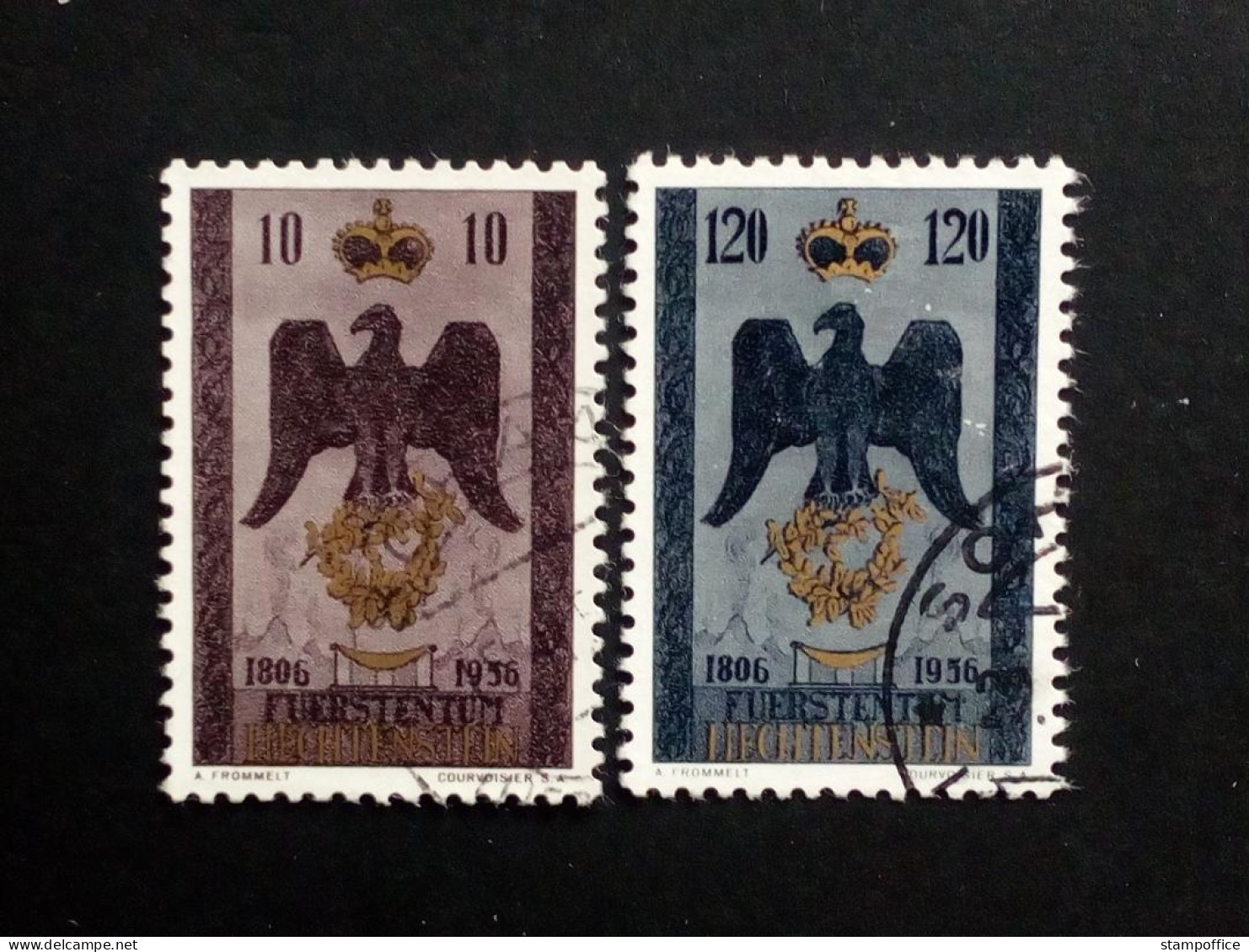 LIECHTENSTEIN MI-NR. 346-347 GESTEMPELT(USED) 150 JAHRE LIECHTENSTEIN 1956 ADLER - Usati