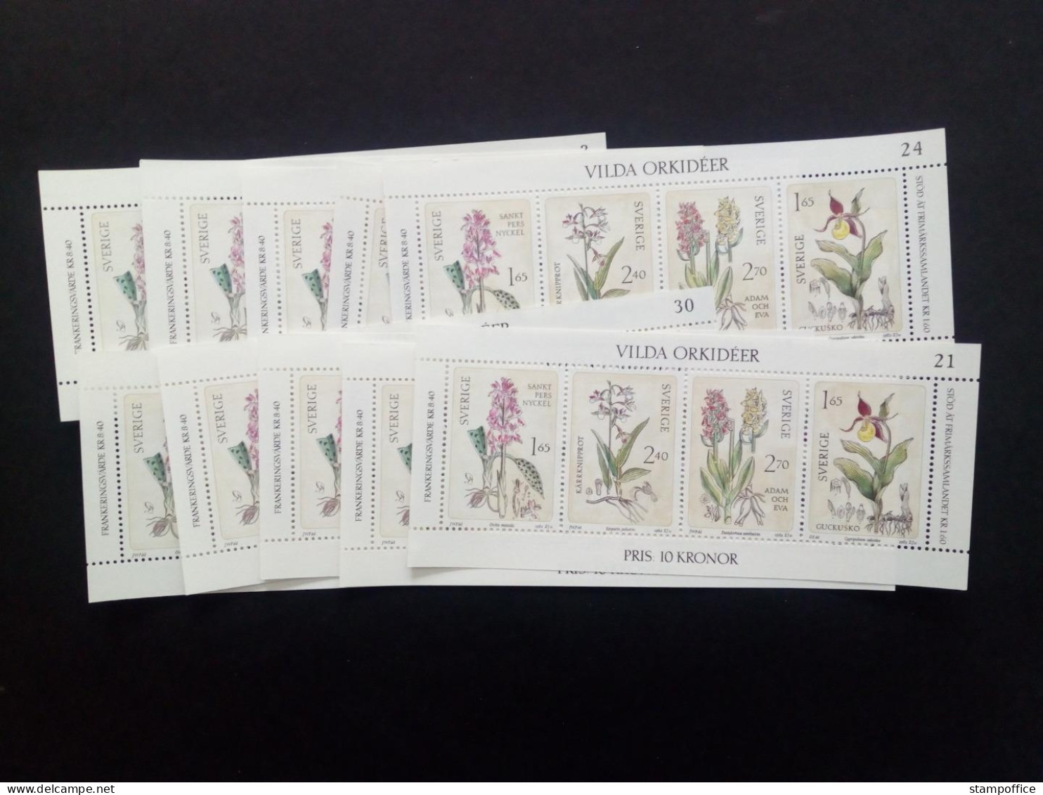 SCHWEDEN 10 X BLOCK 10 POSTFRISCH(MINT) WILDE ORCHIDEEN 1982 - Orchidées