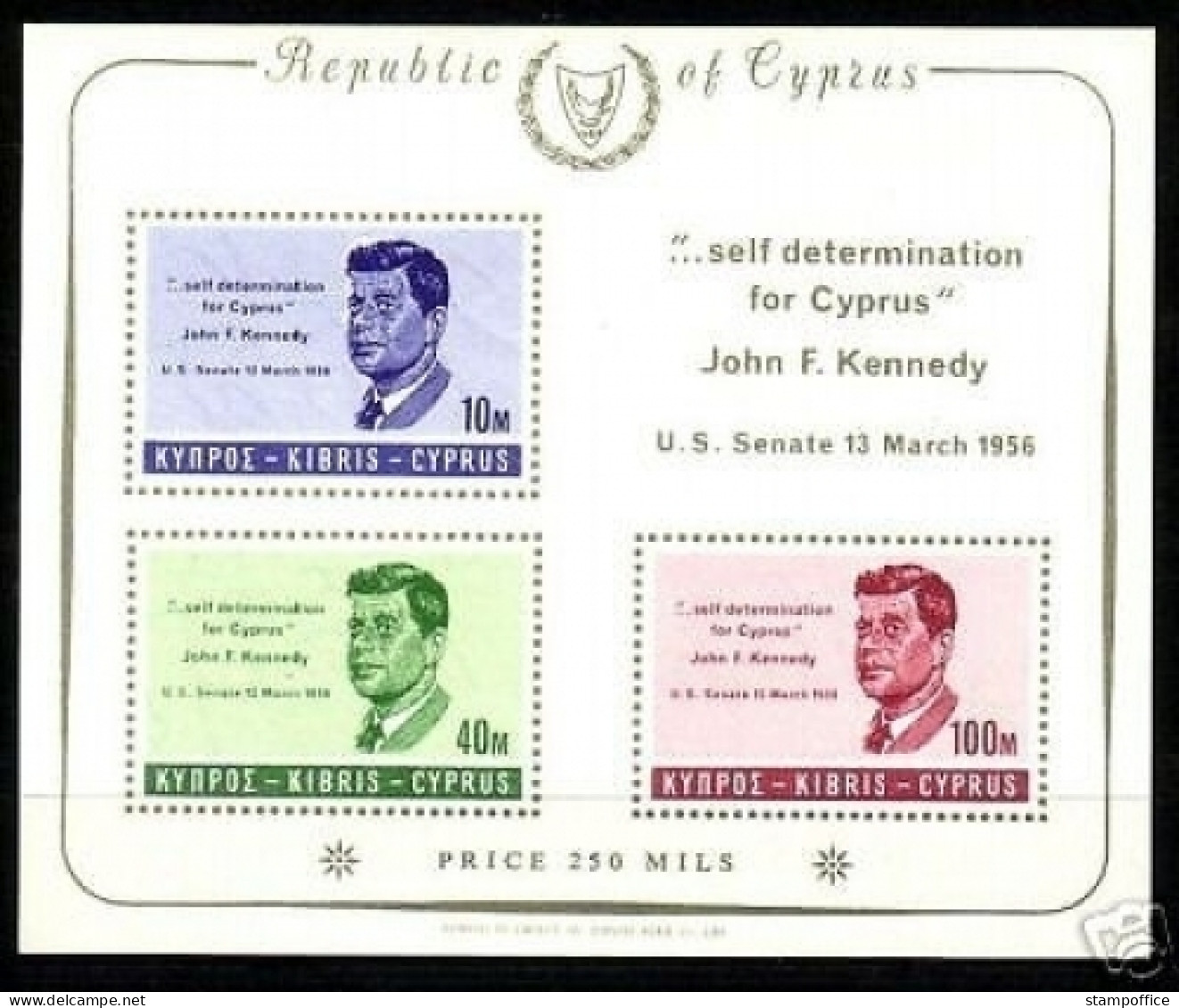 ZYPERN BLOCK 3 POSTFRISCH(MINT) JOHN F. KENNEDY 1965 - Unused Stamps