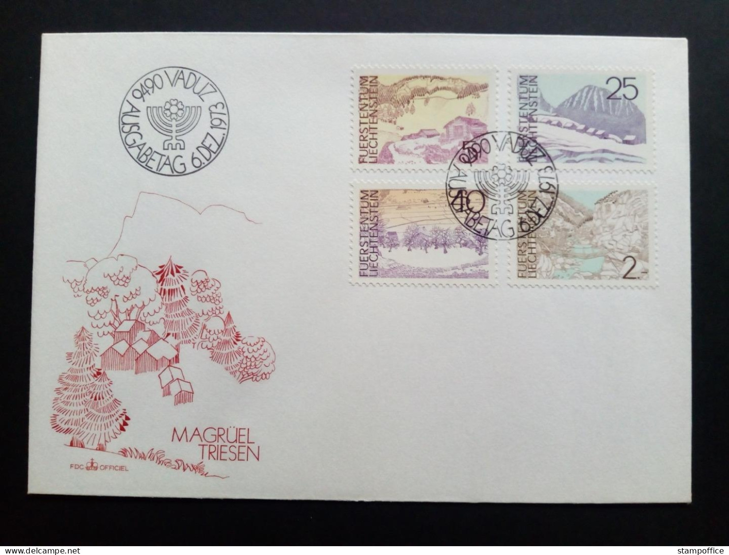 LIECHTENSTEIN MI-NR. 596-599 FDC LANDSCHAFTEN 1973 - FDC