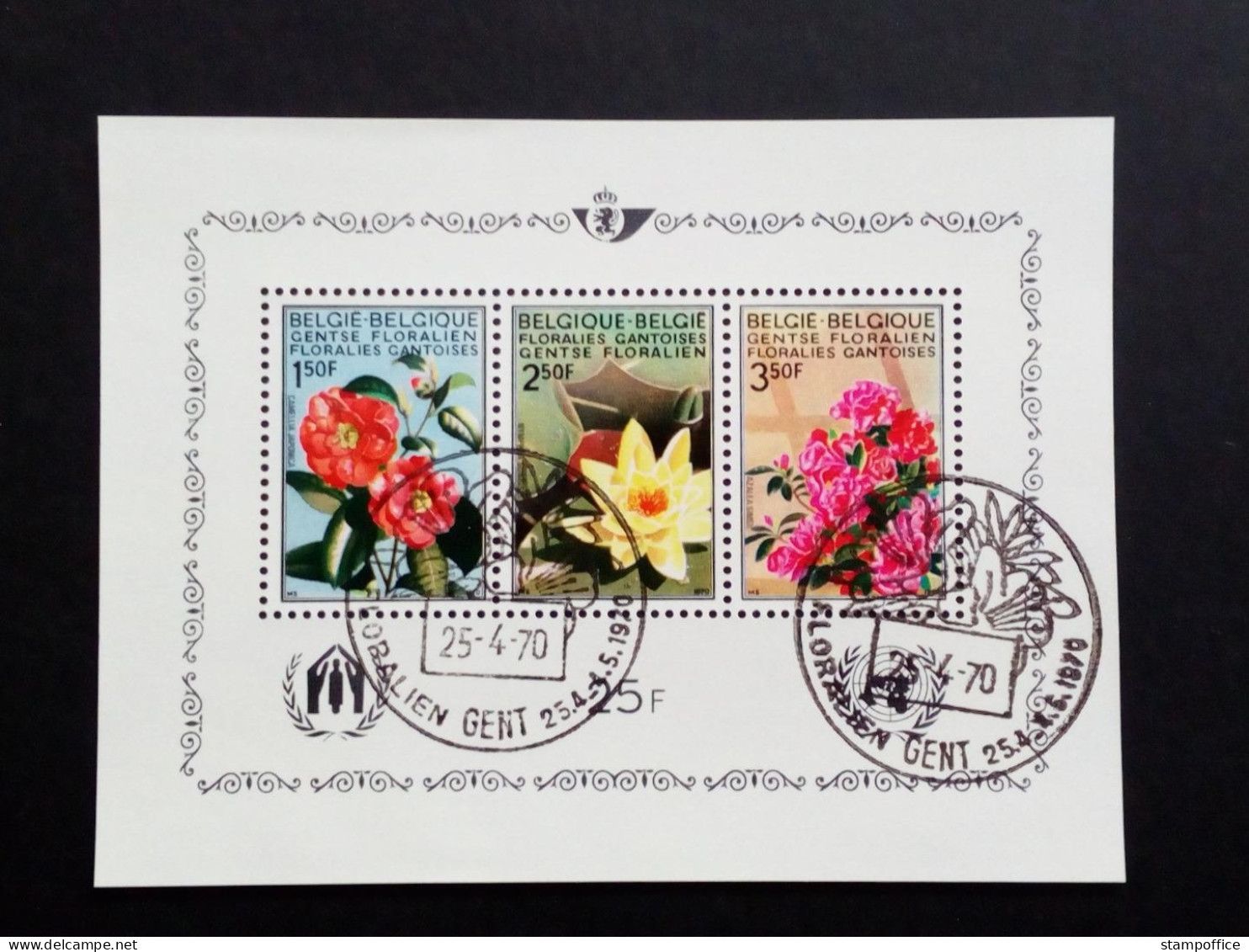 BELGIEN BLOCK 41 GESTEMPELT(USED) BLUMENSCHAU 1970 SEEROSE AZALEE KAMELIE - Rozen