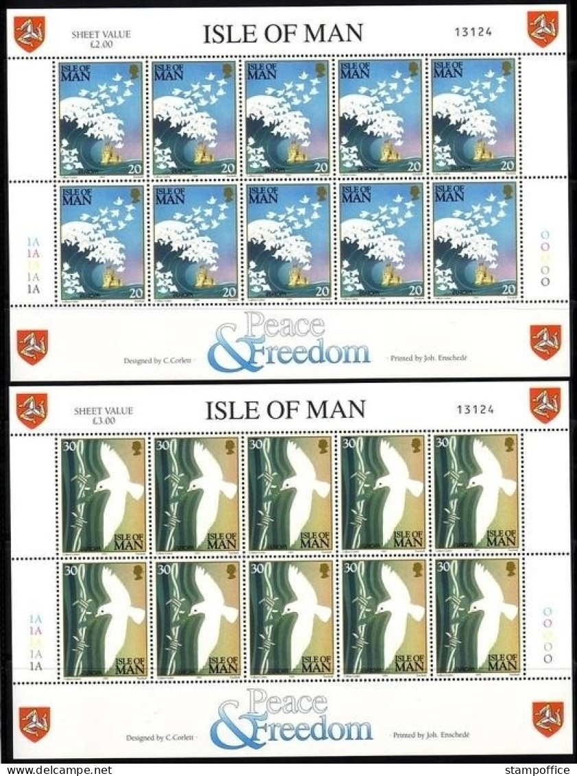 INSEL MAN MI-NR. 627-628 POSTFRISCH(MINT) KLEINBOGENSATZ EUROPA 1995 FRIEDEN Und FREIHEIT FRIEDENSTAUBE - Isle Of Man