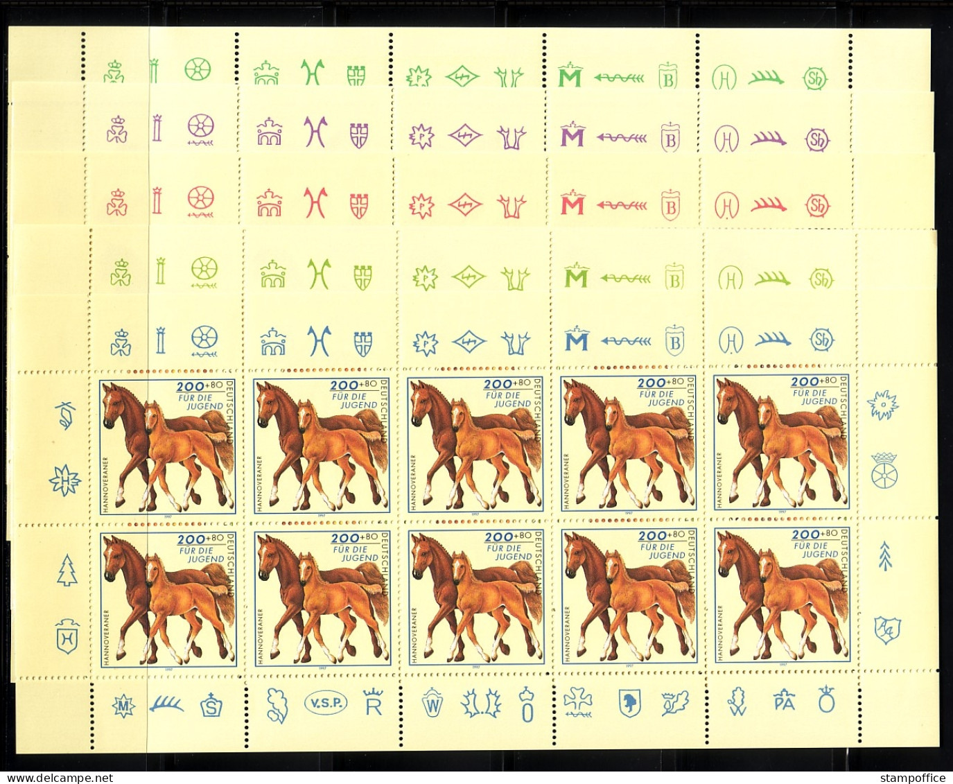 DEUTSCHLAND MI-NR. 1920-1924 POSTFRISCH(MINT) KLEINBOGENSATZ JUGEND 1997 PFERDERASSEN HAFLINGER PONY - Paarden