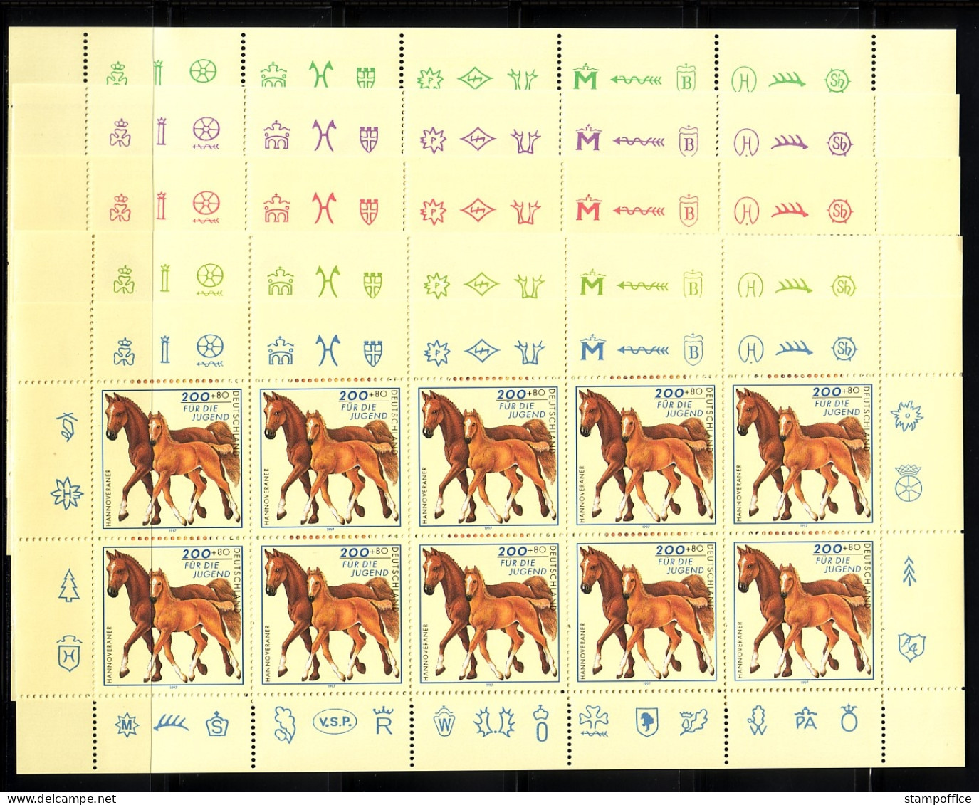 DEUTSCHLAND MI-NR. 1920-1924 POSTFRISCH(MINT) KLEINBOGENSATZ JUGEND 1997 PFERDERASSEN HAFLINGER PONY - Chevaux