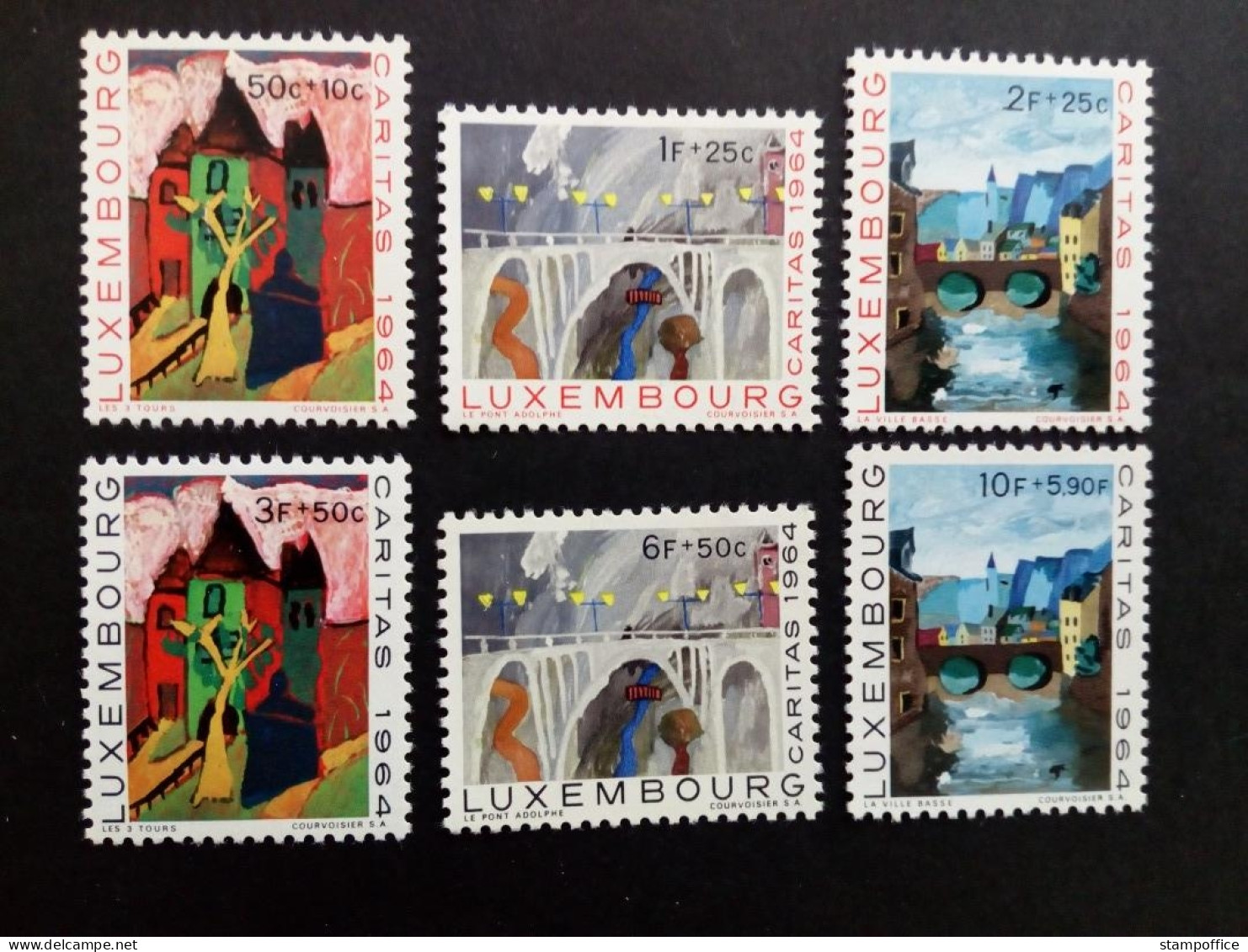 LUXEMBOURG MI-NR. 703-708 POSTFRISCH(MINT) CARITAS 1964 KINDERZEICHNUNGEN BRÜCKE TURM - Unused Stamps