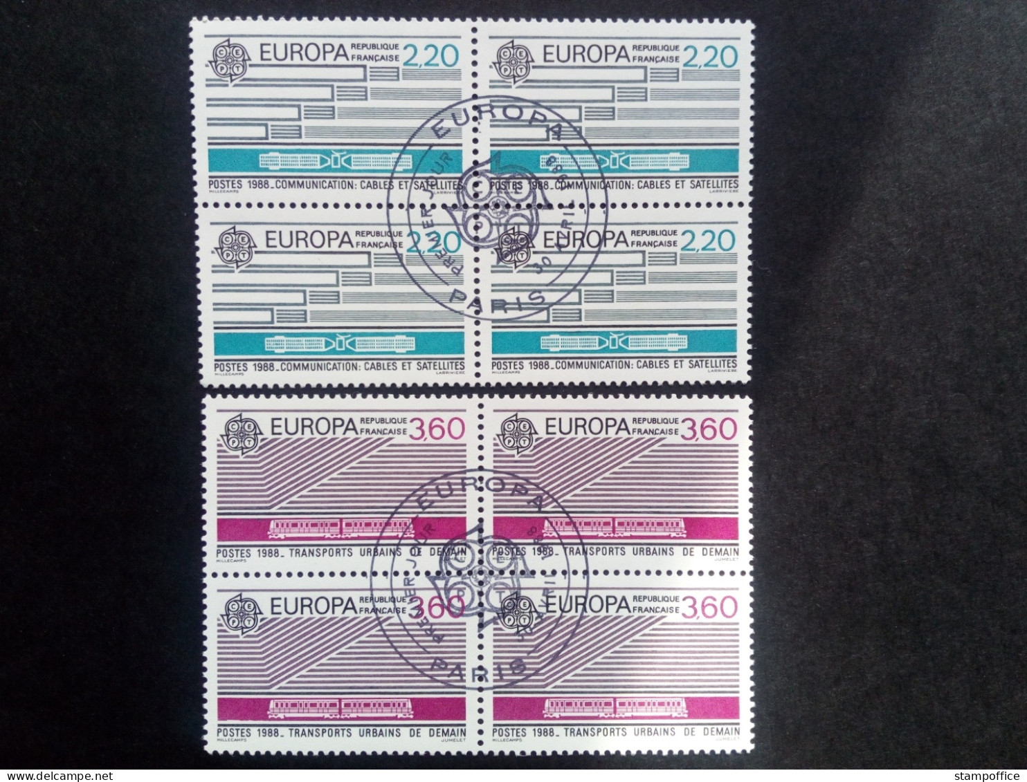 FRANKREICH MI-NR. 2667-2668 GESTEMPELT(USED) 4er BLOCK EUROPA 1988 TRANSPORT- Und KOMMUNIKATIONSMITTEL - 1988