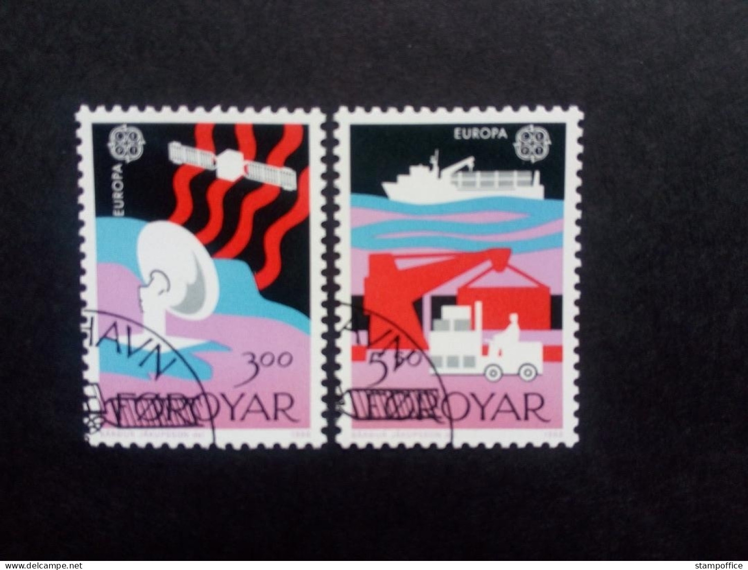 FÄRÖER MI-NR. 166-167 GESTEMPELT(USED) EUROPA 1988 SATELLIT SCHIFF KRAN GABELSTAPLER - 1988