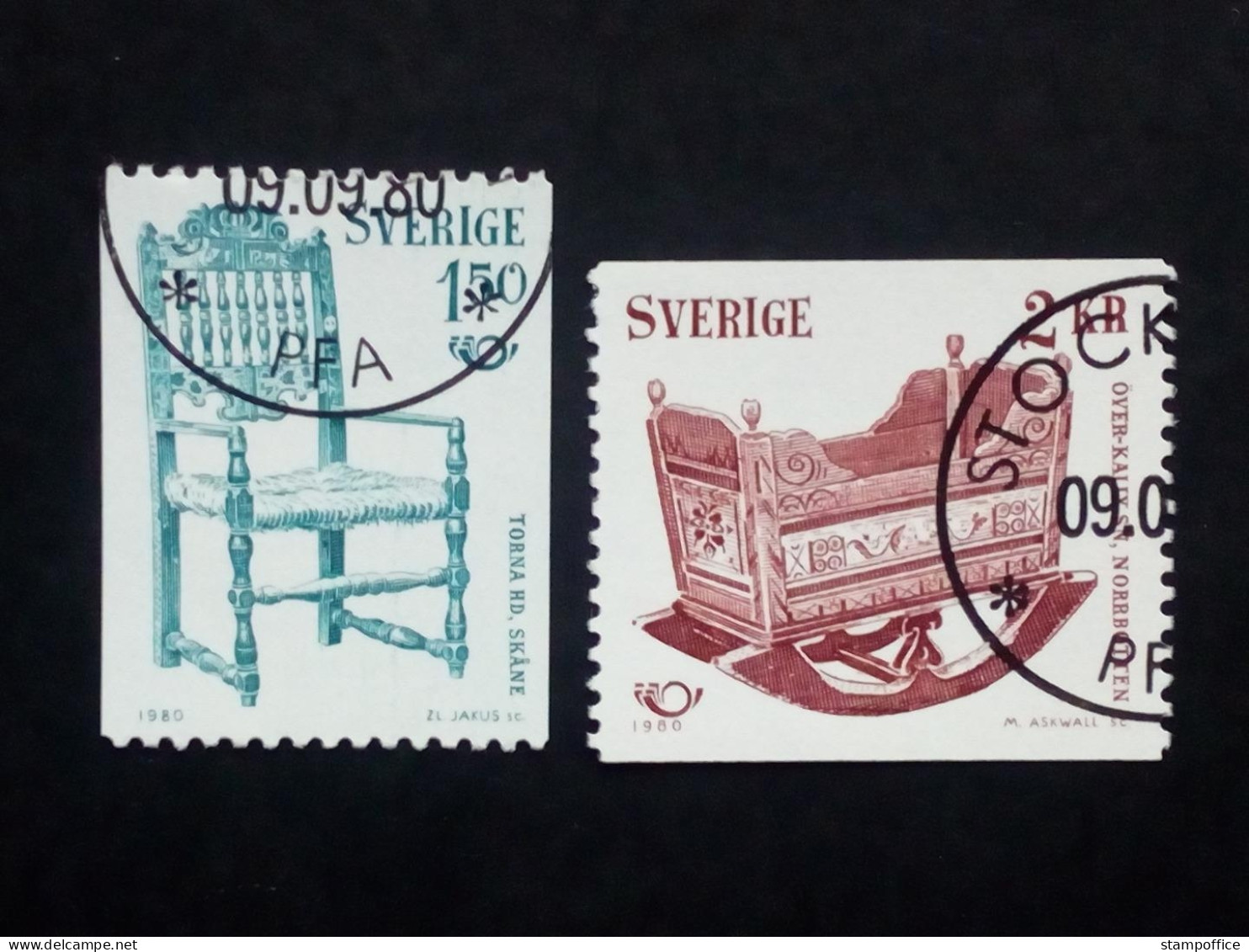 SCHWEDEN MI-NR. 1115-1116 GESTEMPELT(USED) NORDEN 1980 HANDWERKSKUNST WIEGE STUHL - Used Stamps