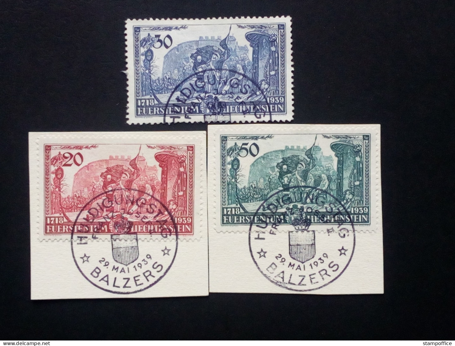 LIECHTENSTEIN MI-NR. 180-182 GESTEMPELT(USED) HULDIGUNG FÜR FÜRST FRANZ JOSEF II 1939 - Gebruikt